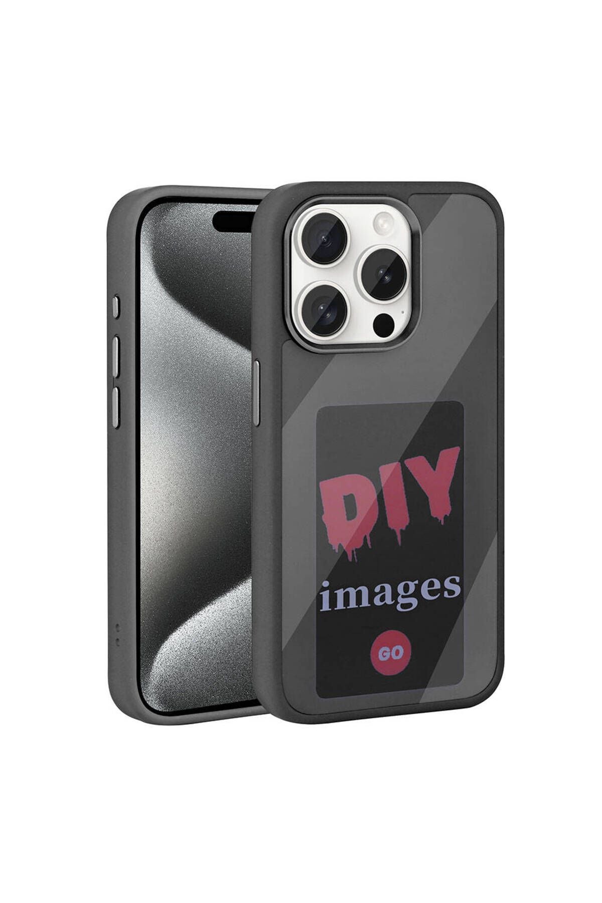 iPhone 15 Pro Kılıf Ekranı Yansıtan Zore Akıllı NFC Kapak - Gri