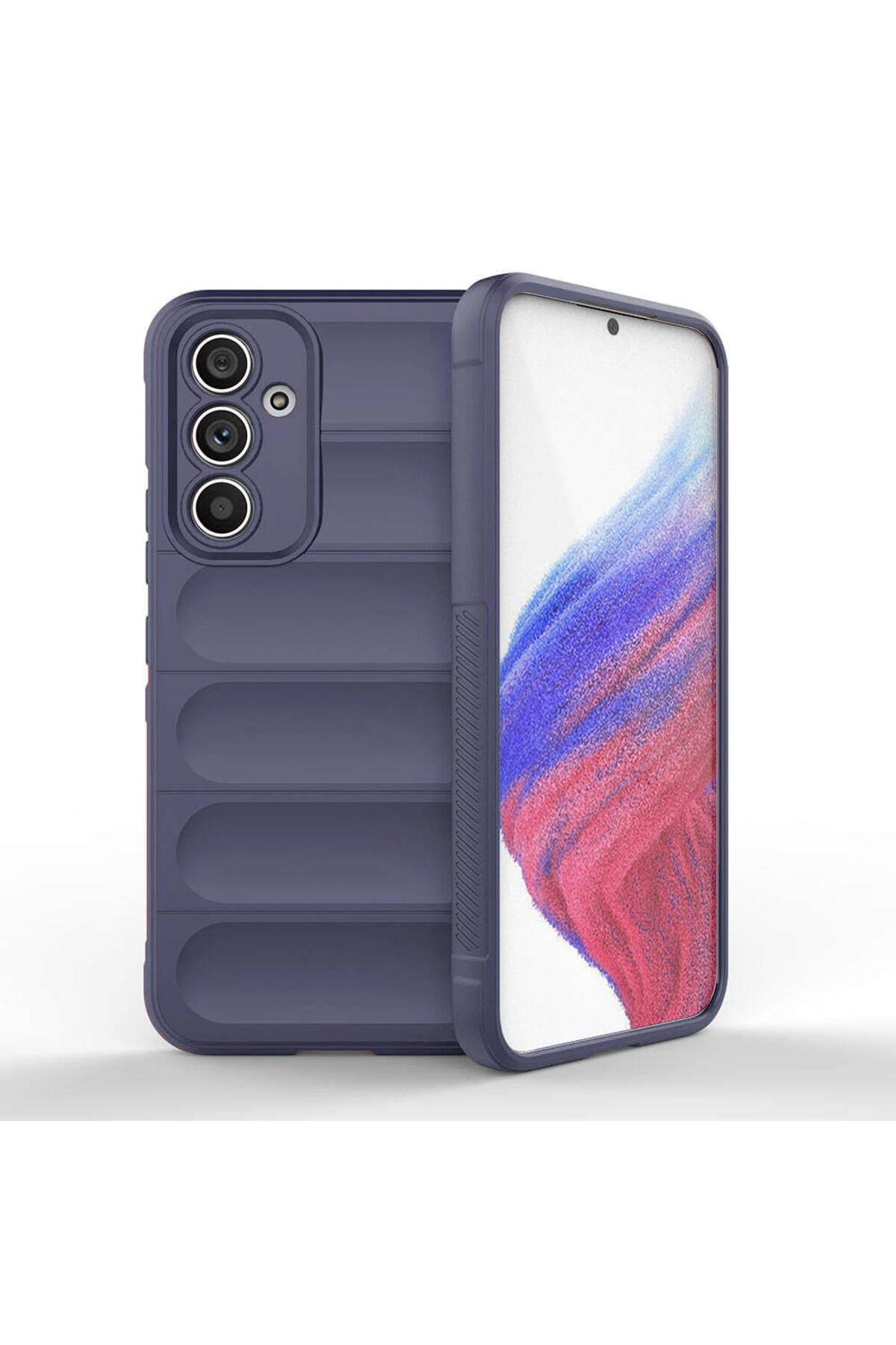 Galaxy A54 Kılıf Esnek TPU Oyuklu Arka Yüzey Tasarımlı Zore Etnik Silikon Kapak - Lacivert