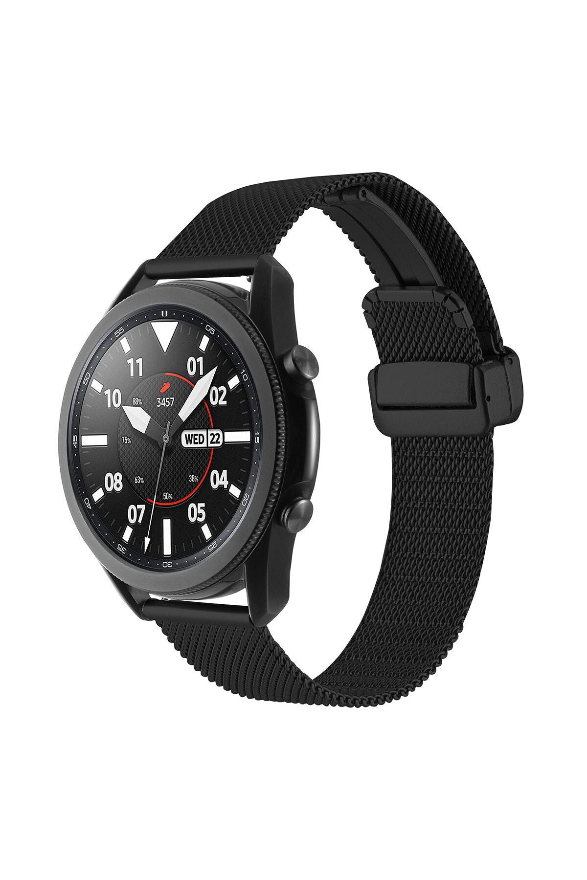 Galaxy Watch 46mm Uyumlu KRD-85 22mm Metal ZYL Kordon Siyah