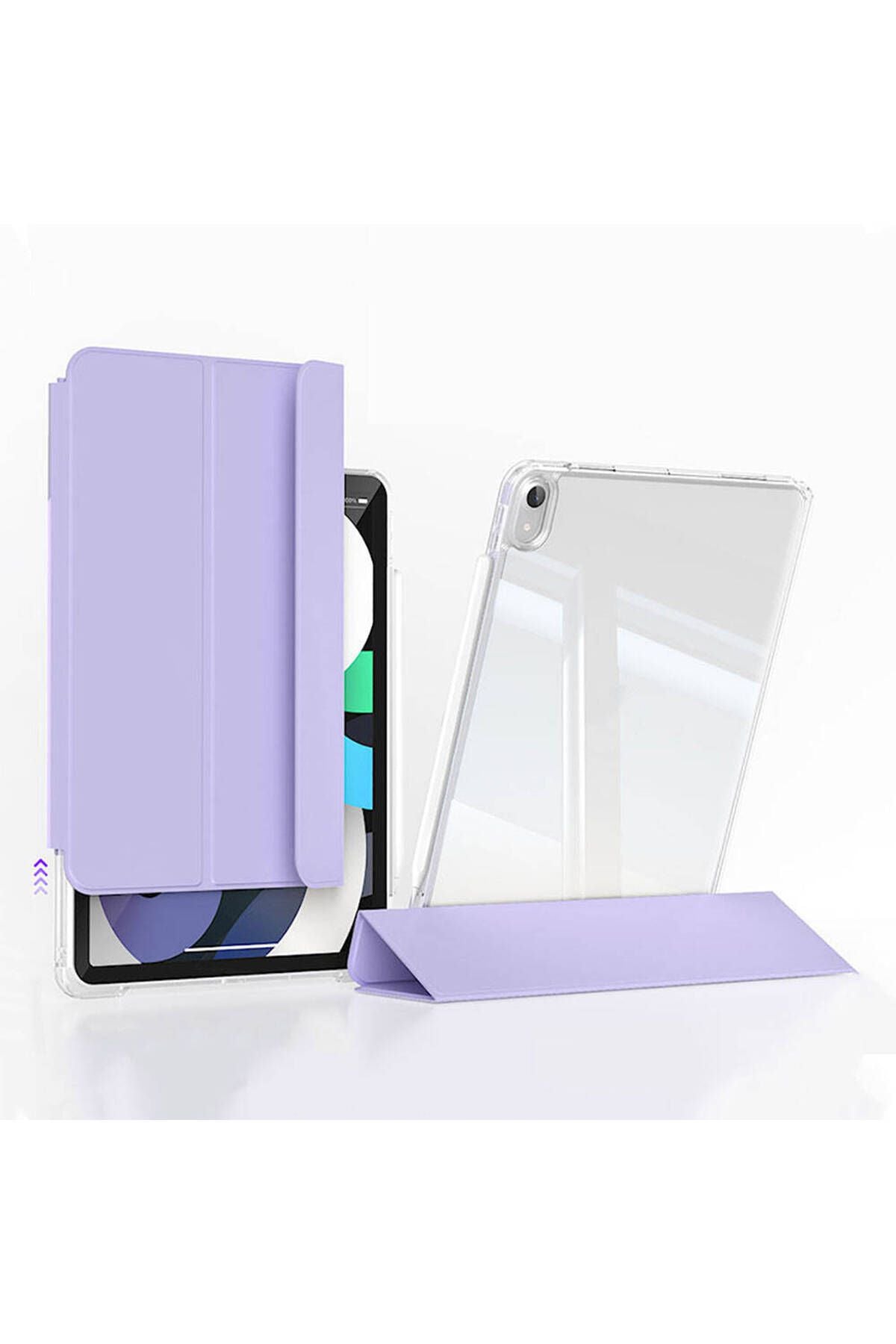 iPad Air 11 2024 Kılıf Magnetik Ayrılabilen AiHTTgli Uyumlu Zore Sliding Tablet Kılıfı-Lavender