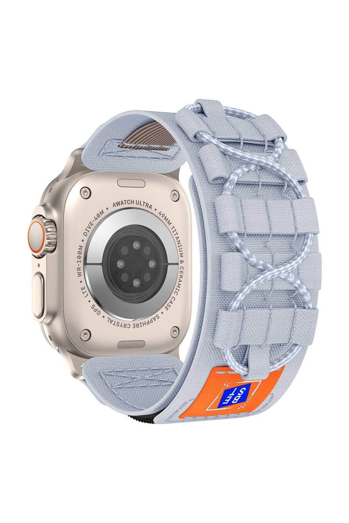 Watch Ultra 49mm Uyumlu CLO- KRD-99 Hasır Kordon-Turuncu