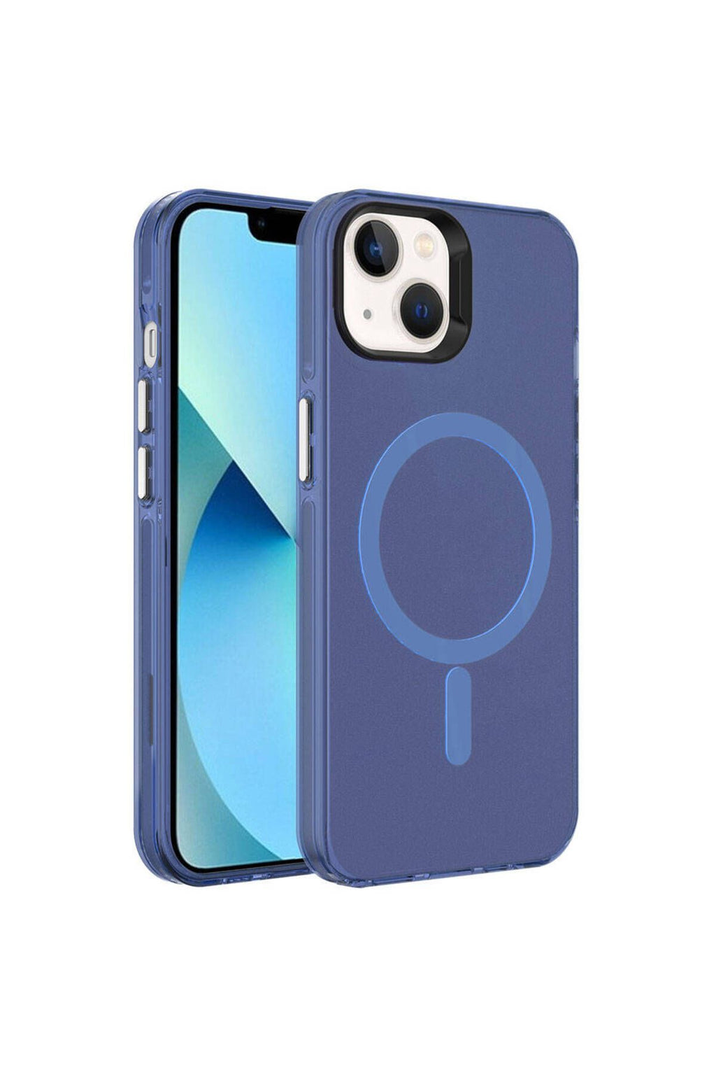 iPhone 15 Plus Uyumlu Zore Magsafe Şarj Özellikli Buzlu Transparan C-Pro Sert Kılıf-Lacivert