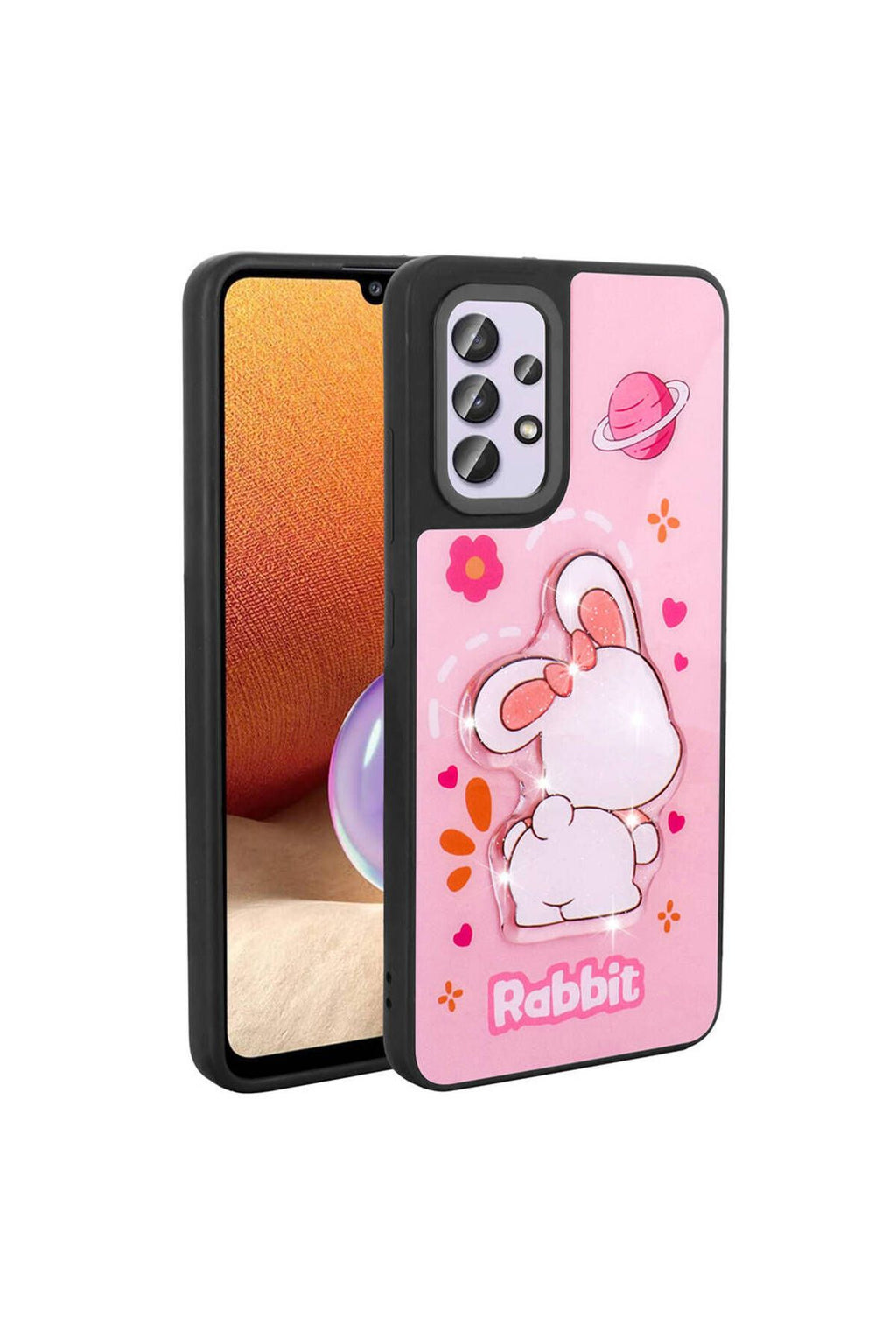 Galaxy A32 4G Kılıf Parlayan Kabartmalı İkonik Figürlü Zore Amas Silikon Kapak - Mor