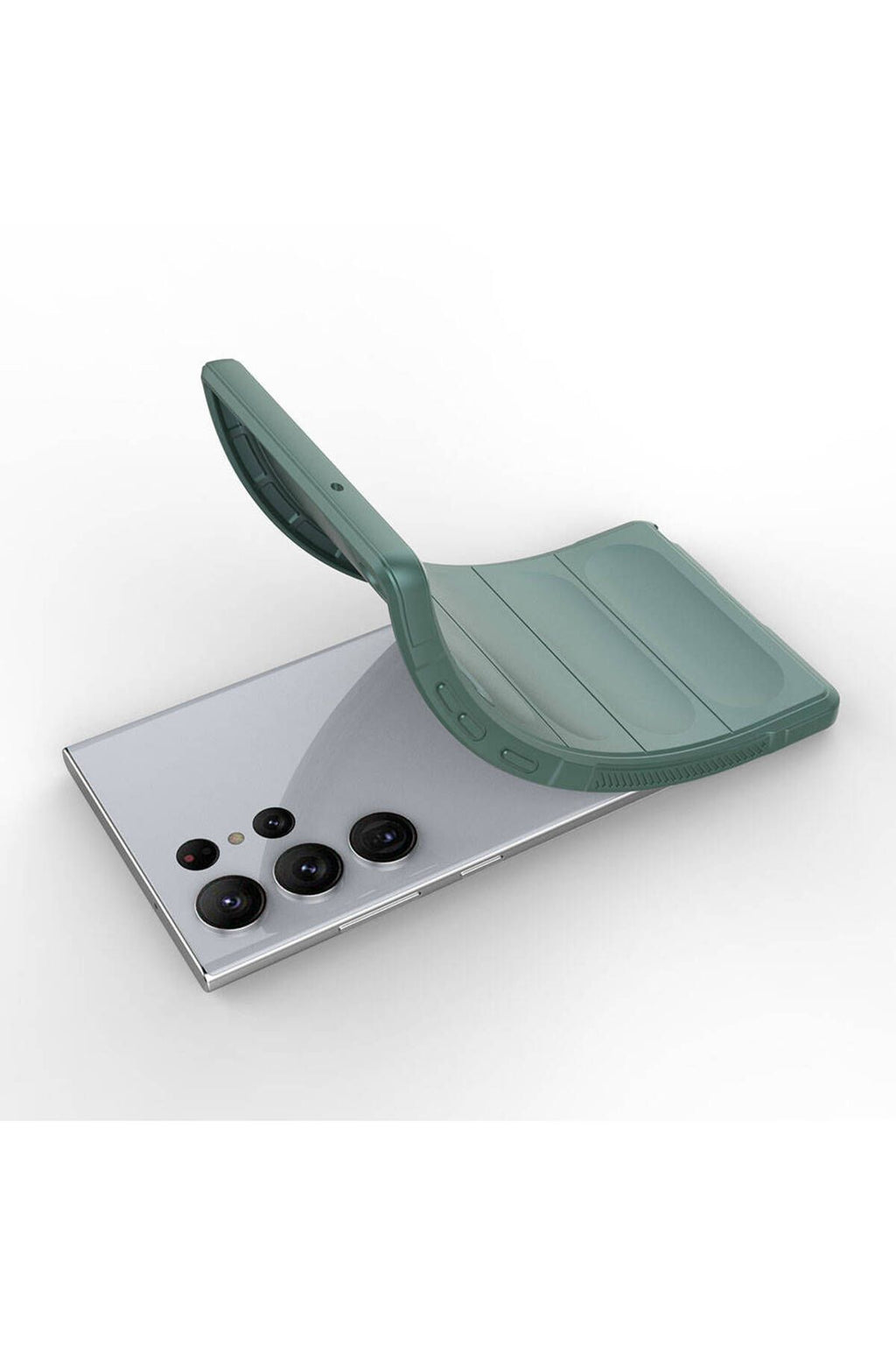 Galaxy S23 Ultra Kılıf Esnek TPU Oyuklu Arka Yüzey Tasarımlı WNX Etnik Silikon Kapak - Koyu Yeşil