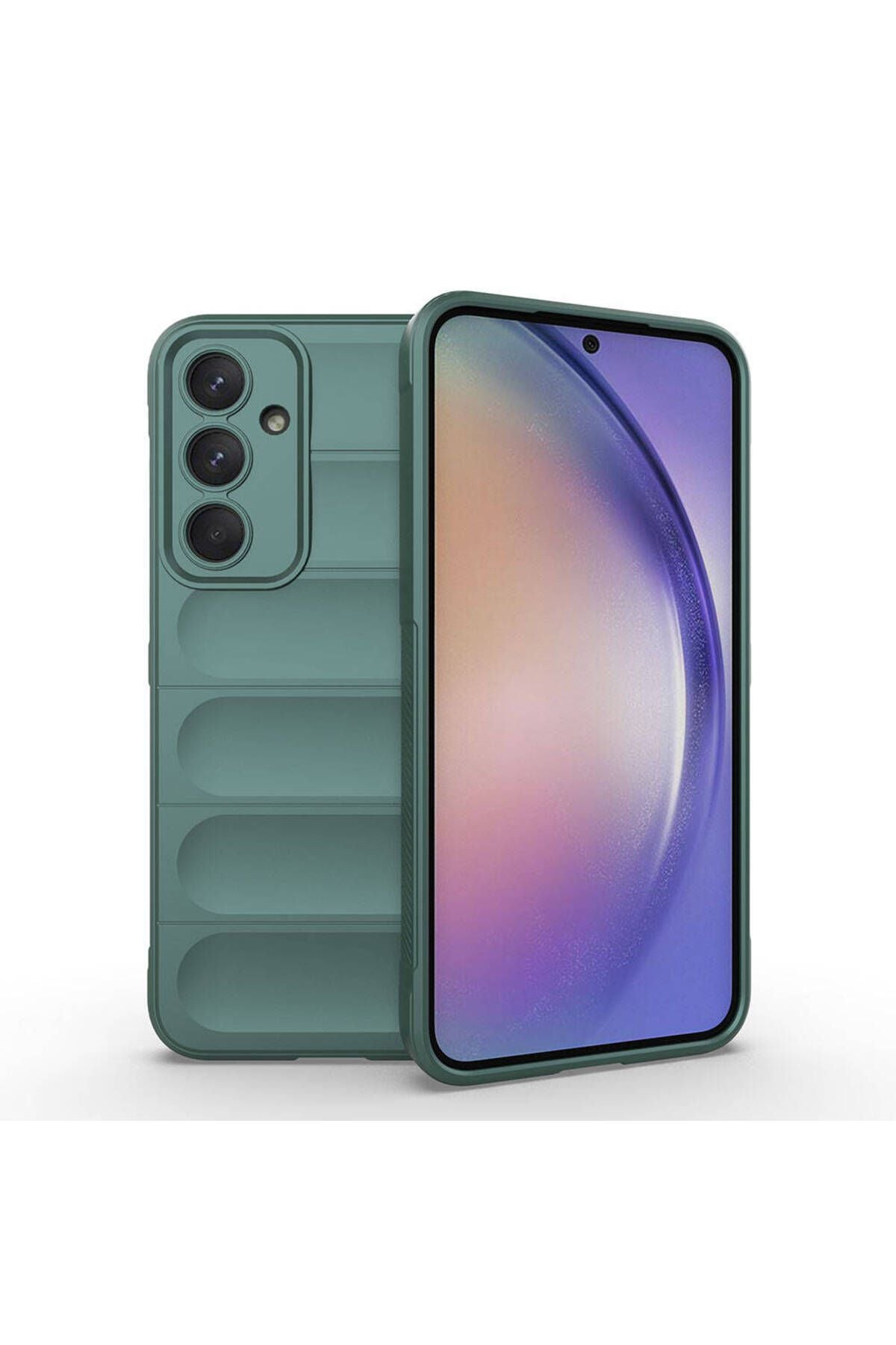 Galaxy A35 Kılıf Esnek TPU Oyuklu Arka Yüzey Tasarımlı Zore Etnik Silikon Kapak - Lacivert