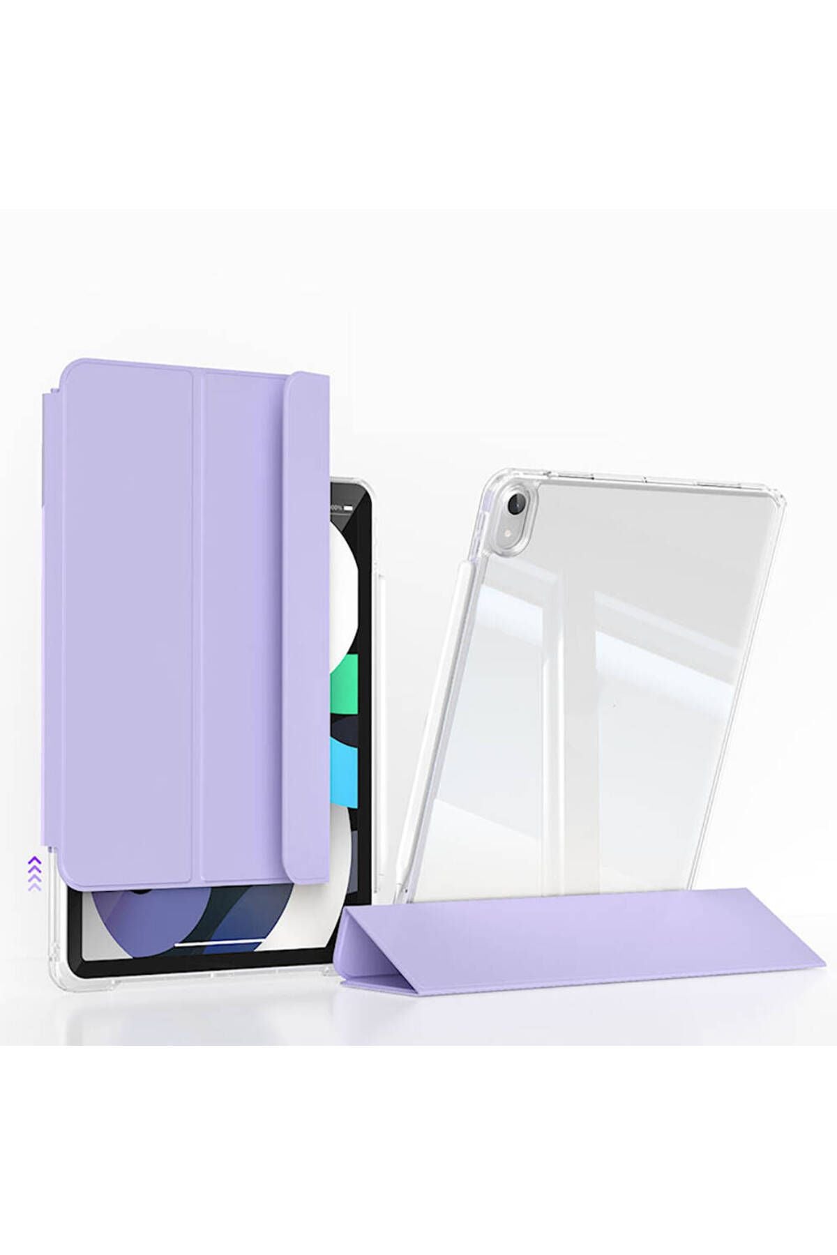 iPad Air 13 2024 Kılıf Magnetik Ayrılabilen AiHTTgli Uyumlu Zore Sliding Tablet Kılıfı-Lavender