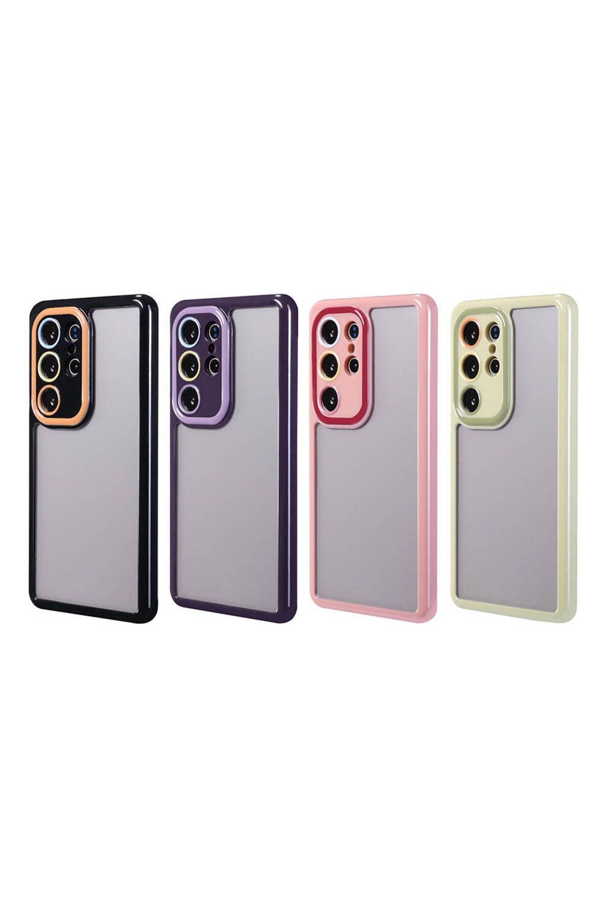 Galaxy S23 Ultra Kılıf Kamera Korumalı Renkli Kenar ve Çerçeve Tasarımlı Zore Vitamin Kapak-Yeşil