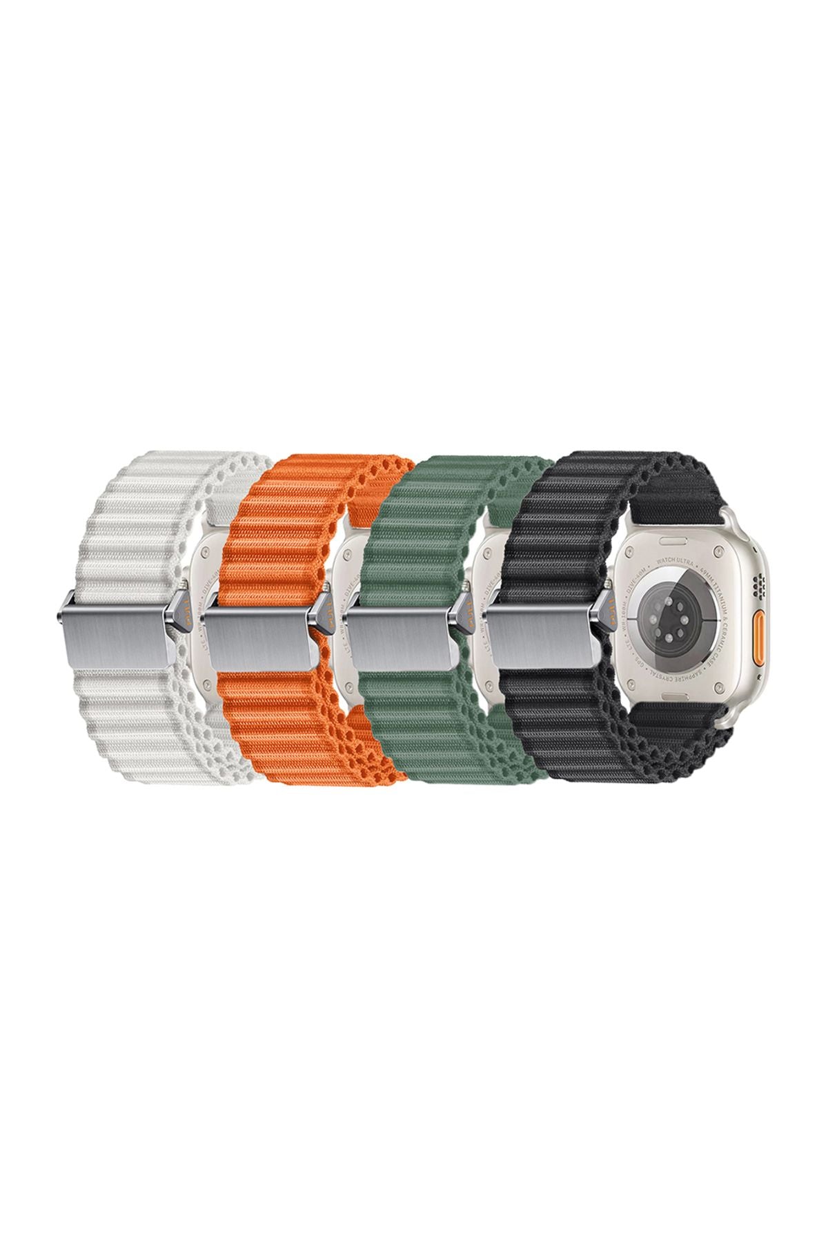 Watch Ultra 49mm Uyumlu Zore KRD-123 Naylon Kumaş Hasır Örgülü Kordon-Beyaz