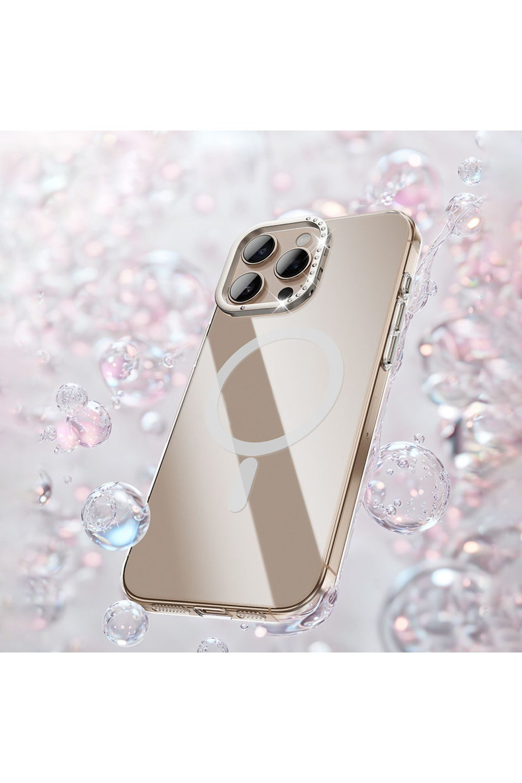 iPhone 16 Pro Max Uuyumlu Kılıf Magsafe Şarj Özellikli Kamera Standlı Estop Kapak - Gold