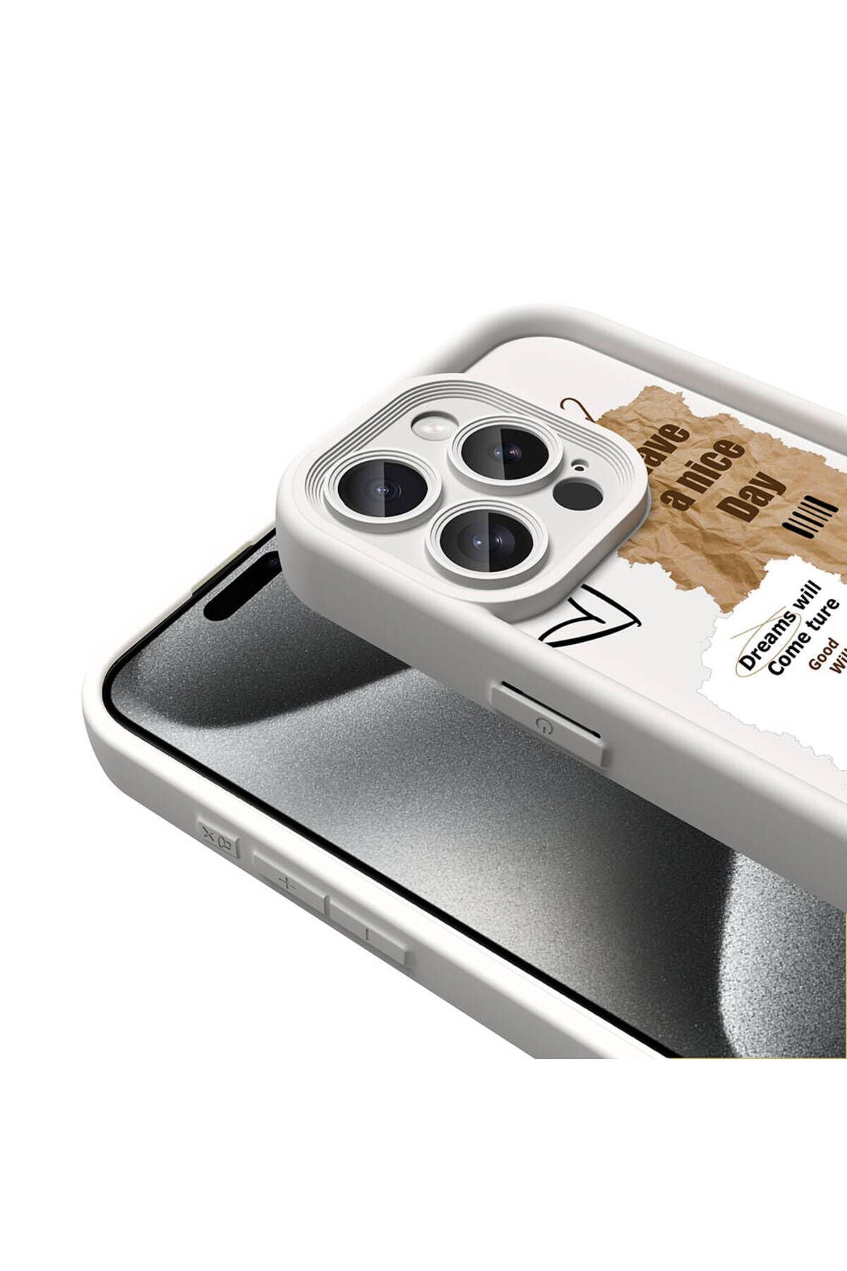 iPhone 15 Pro Max Kılıf Kamera Korumalı Baskılı Arka Yüzey Zore Klas Kapak - Koyu Kahve