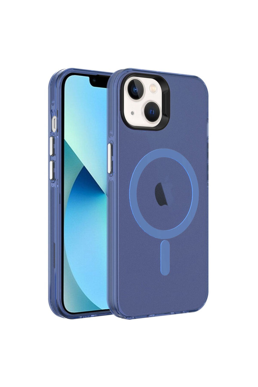 iPhone 14 Uyumlu Zore Magsafe Şarj Özellikli Buzlu Transparan C-Pro Sert Kılıf-Lacivert
