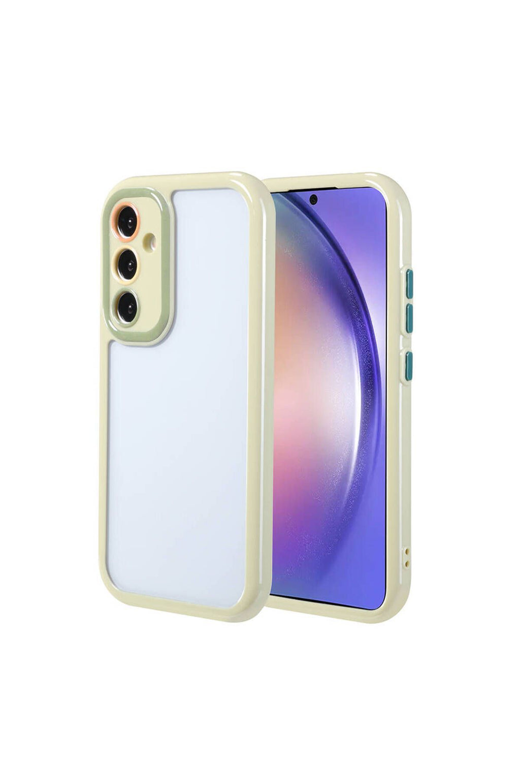 Galaxy A54 Kılıf Kamera Korumalı Renkli Kenar ve Çerçeve Tasarımlı Zore Vitamin Kapak-Yeşil