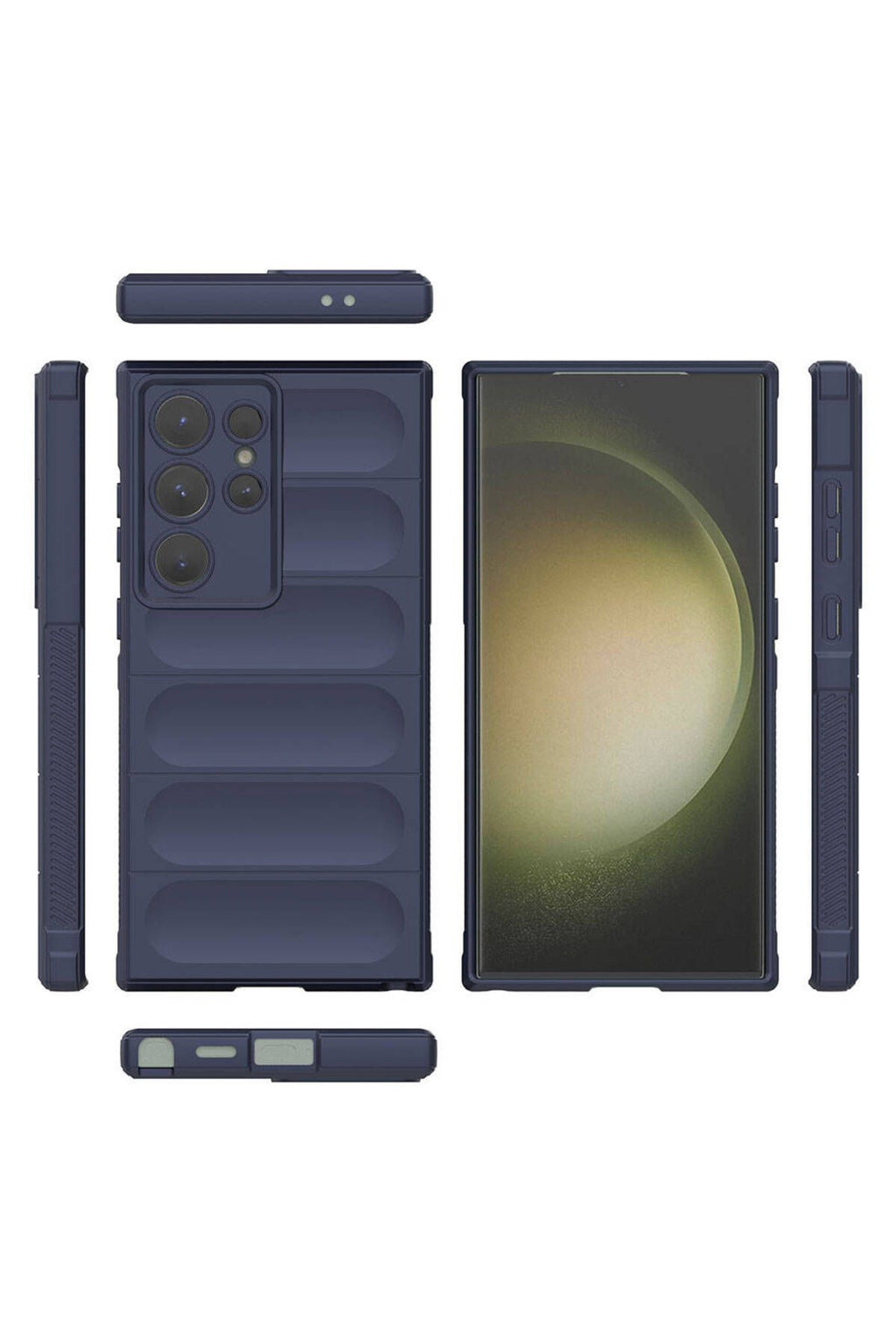 Galaxy S24 Ultra Kılıf Esnek TPU Oyuklu Arka Yüzey Tasarımlı AKAV Etnik Silikon Kapak - Siyah
