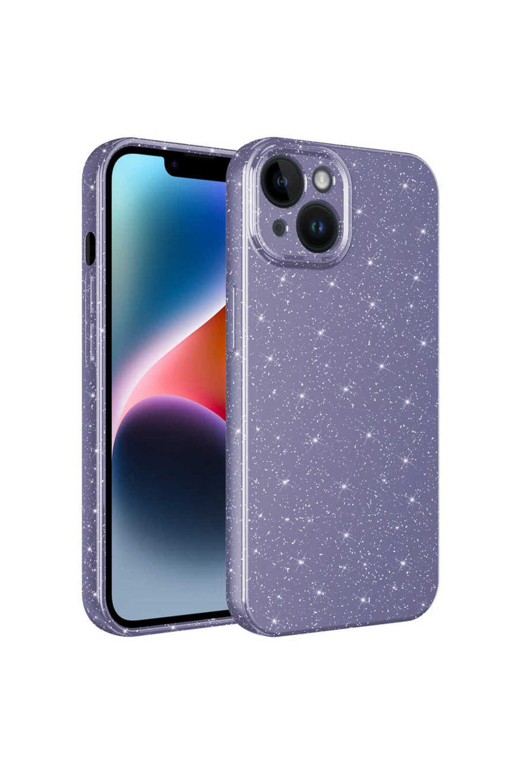 iPhone 14 Uyumlu Kamera Korumalı Simli Lüks Zore Koton Kılıf-Mor