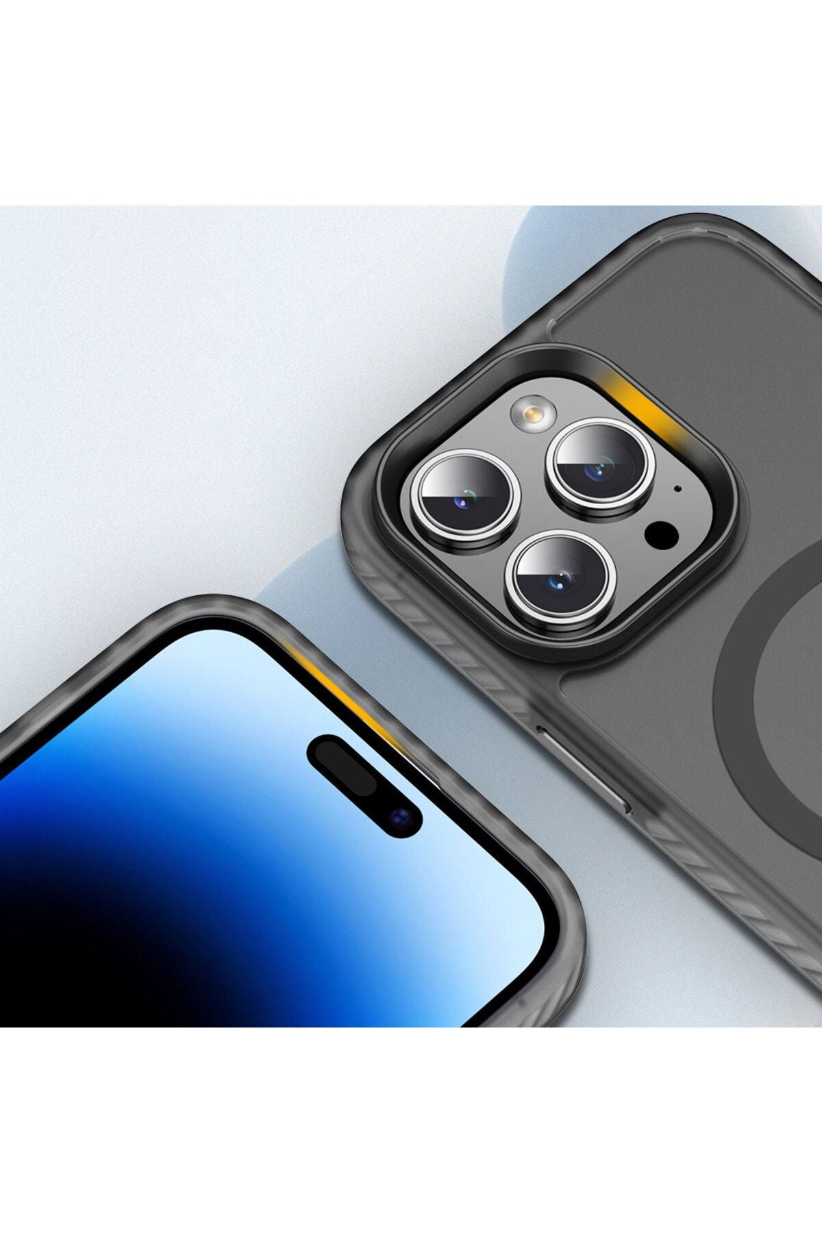 iPhone 14 Pro Uyumlu Mat Arka Yüzey Wireless Şarj Özellikli Zore Locik Kılıf-Derin Mor