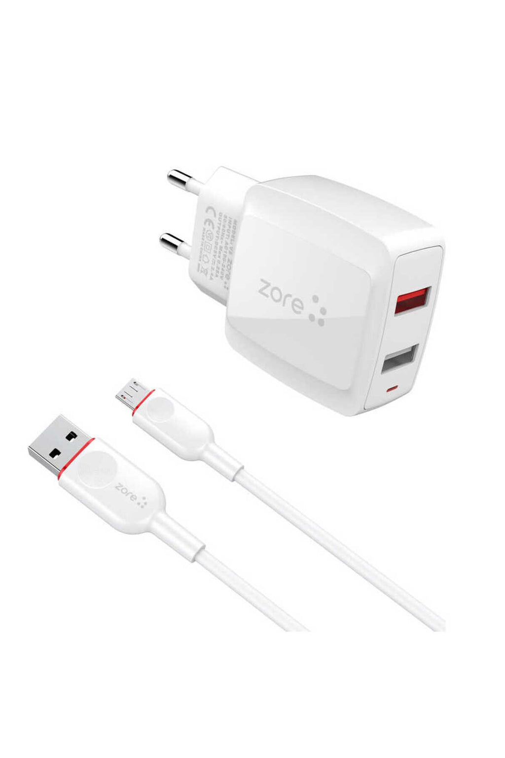 Beyaz Vest Serisi V2 Micro 2 in 1 Şarj Seti-Zore