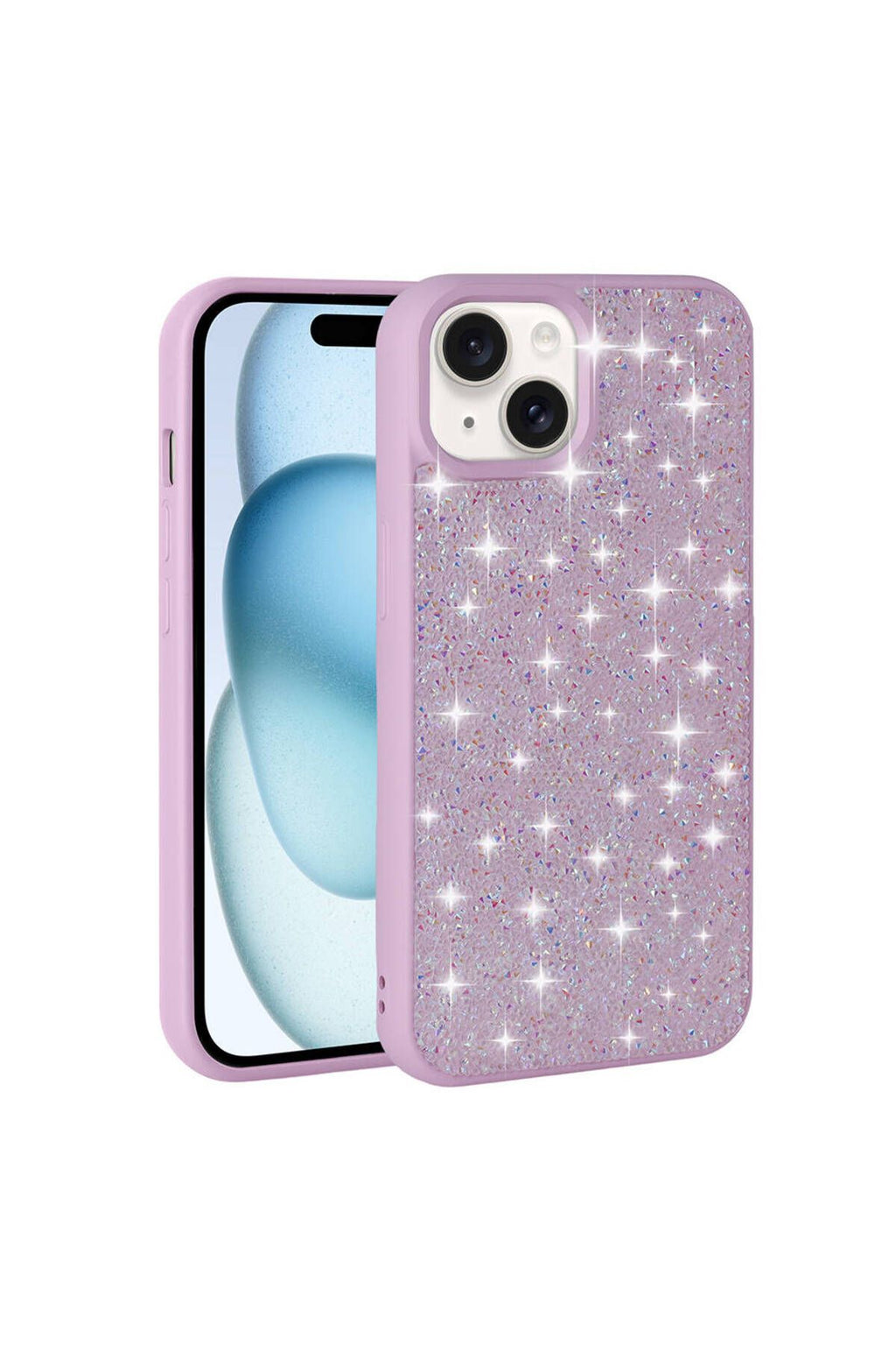 iPhone 15 Plus Uyumlu Parlak Taşlı Tasarım Pırlanta Zore Kılıf-Beyaz