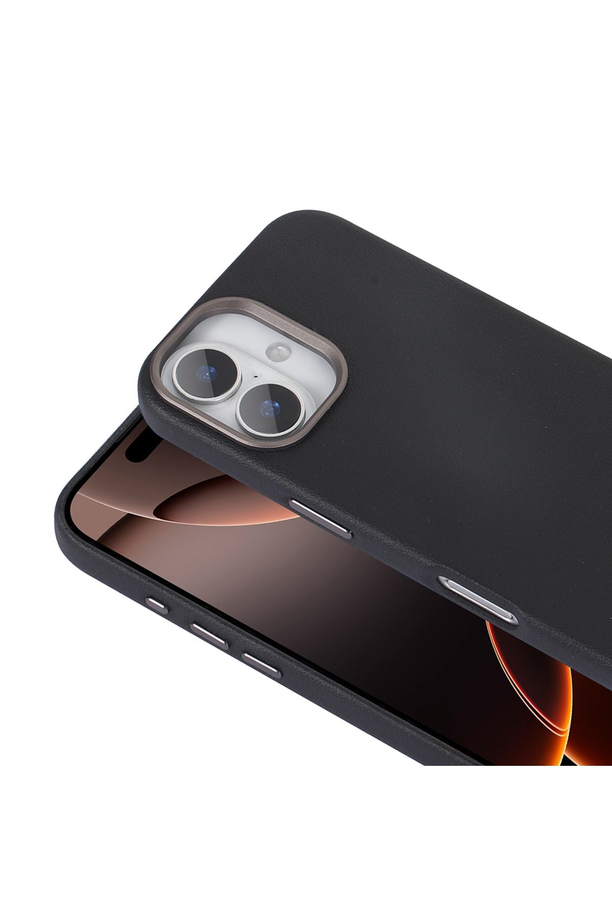 iPhone 16 Uyumlu Kılıf Magsafe Şarj Özellikli PU Deri Zore Adora Kapak-Gri