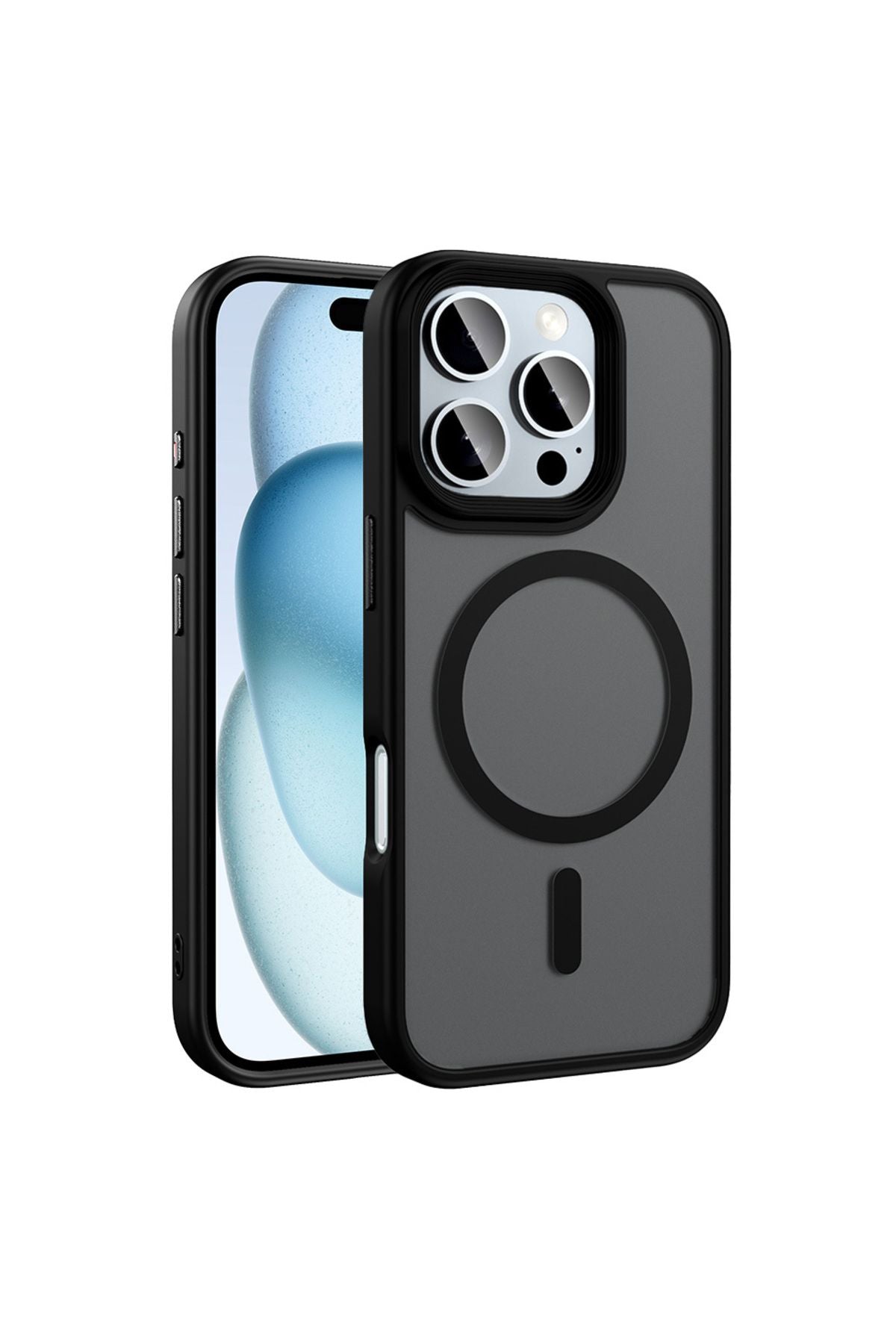 iPhone 16 Pro Max Kılıf Mat Arka Yüzey Wireless Şarj Özellikli Zore Flet Magsafe Kapak - Desert Tita