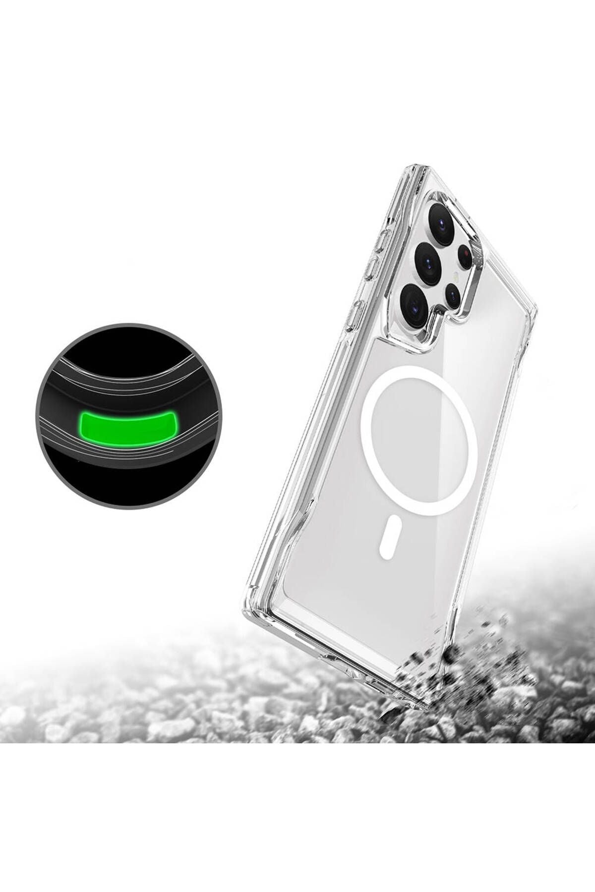 Galaxy S24 Ultra Kılıf Zore Magsafe Şarj Özellikli T-Max Magsafe Kapak-Renksiz