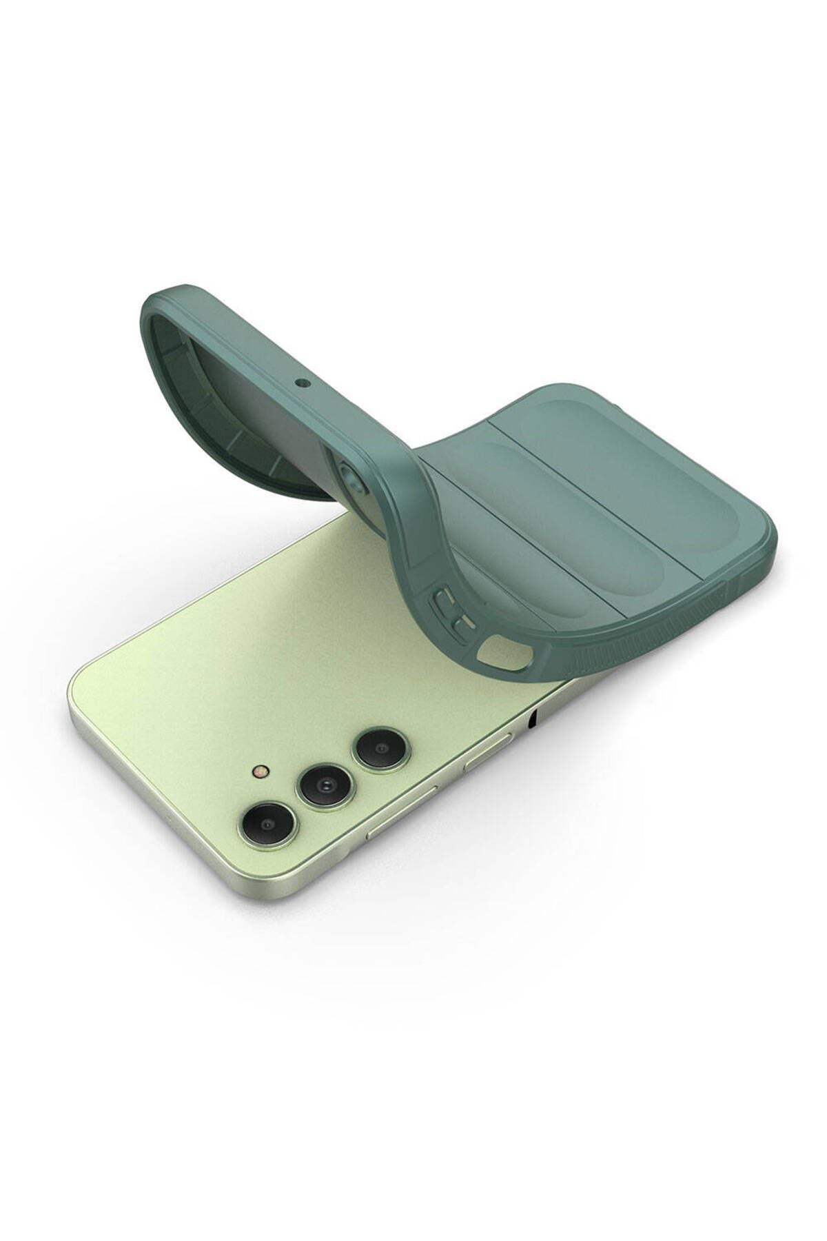 Galaxy A25 Kılıf Esnek TPU Oyuklu Arka Yüzey Tasarımlı TQR Etnik Silikon Kapak - Koyu Yeşil