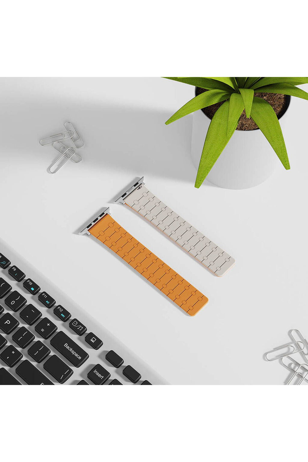 Apple Watch 38mm Zore KRD-111 Çizgili Desenli Silikon Kordon-Turuncu