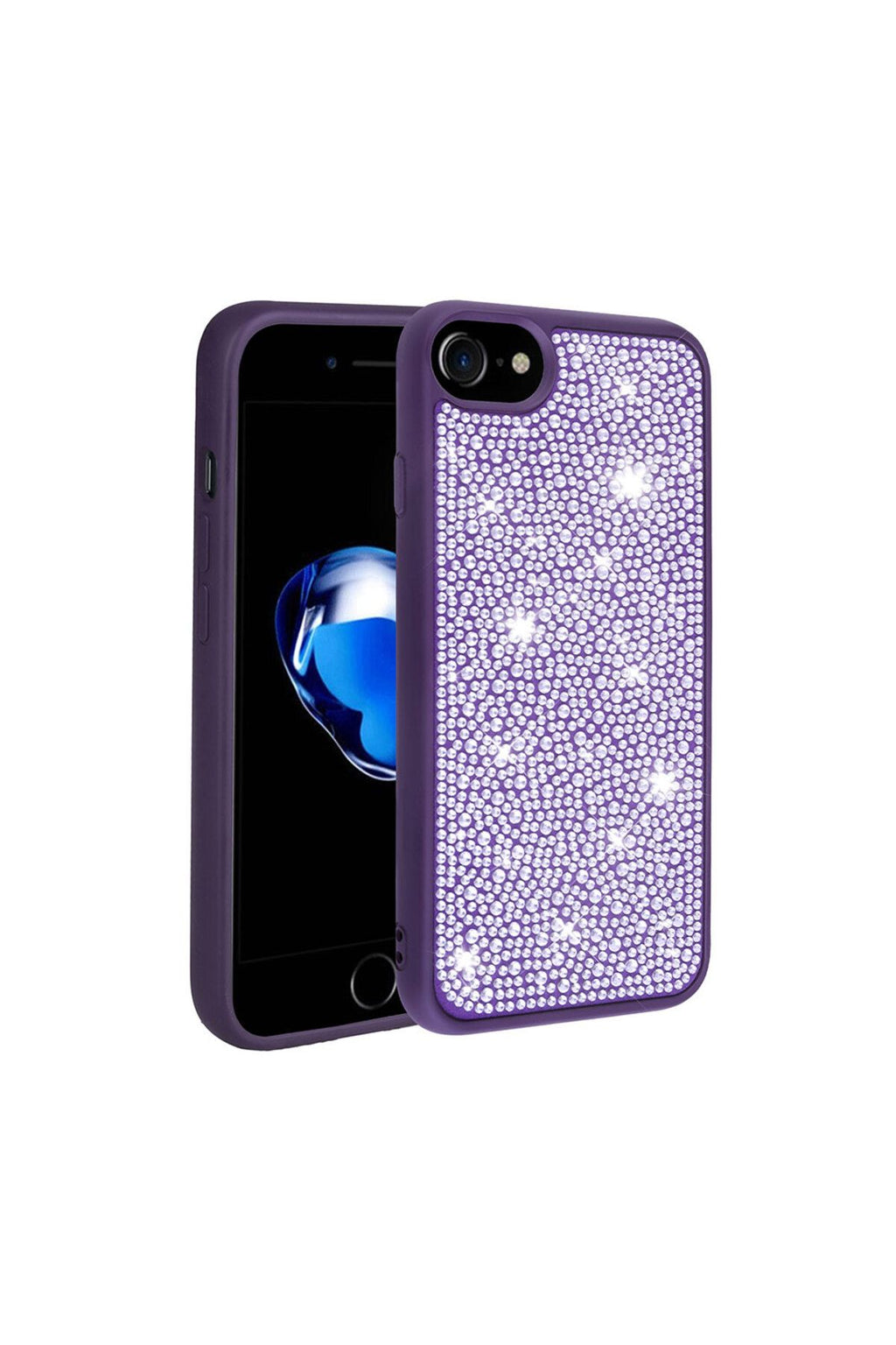 iPhone SE 2020 Kılıf Parlak Taşlı Tasarım Zore Ston Kapak - Mavi Açık