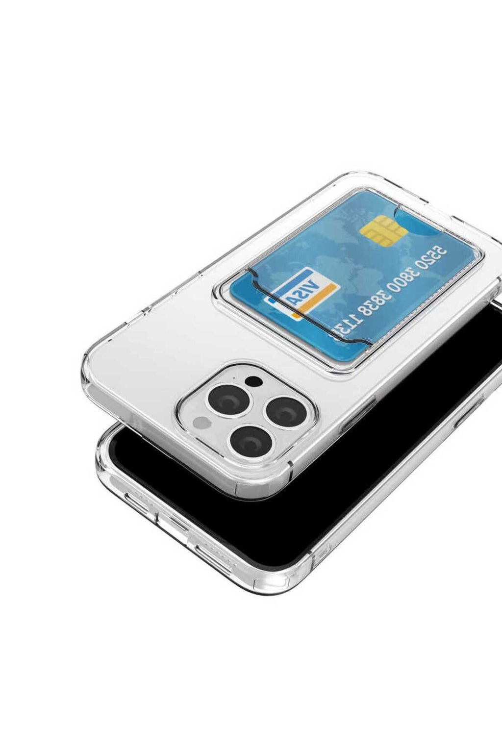 iPhone 14 Pro Uyumlu Kartlıklı Şeffaf Zore Setra Clear Silikon Kılıf-Renksiz