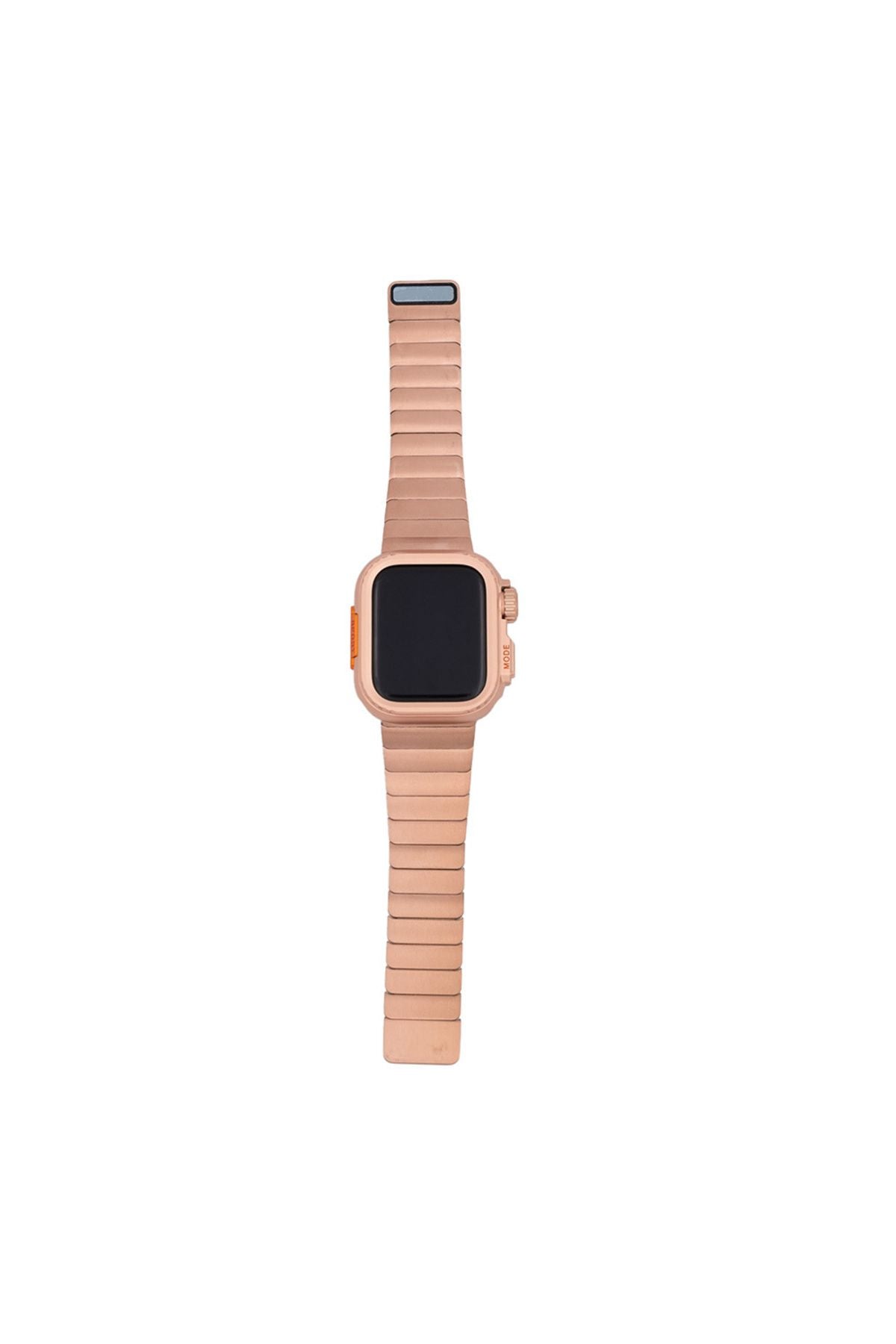 Watch 44mm Uyumlu Zore KRD-126 Sert Kasa Koruyuculu Metal Kordon-Rose Gold