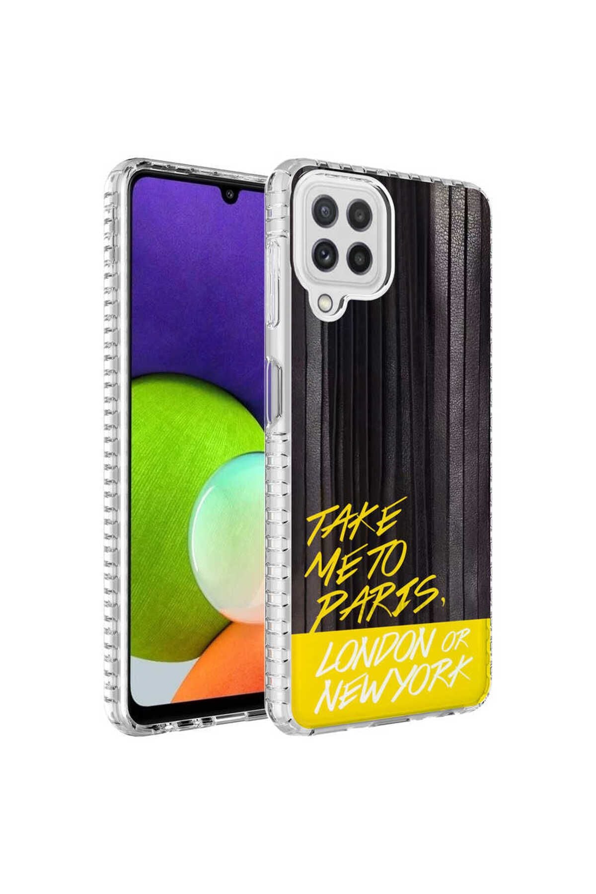 Galaxy A22 4G Kılıf Airbag Kenarlı Renkli Desenli Silikon Zore Elegans Kapak - NO3