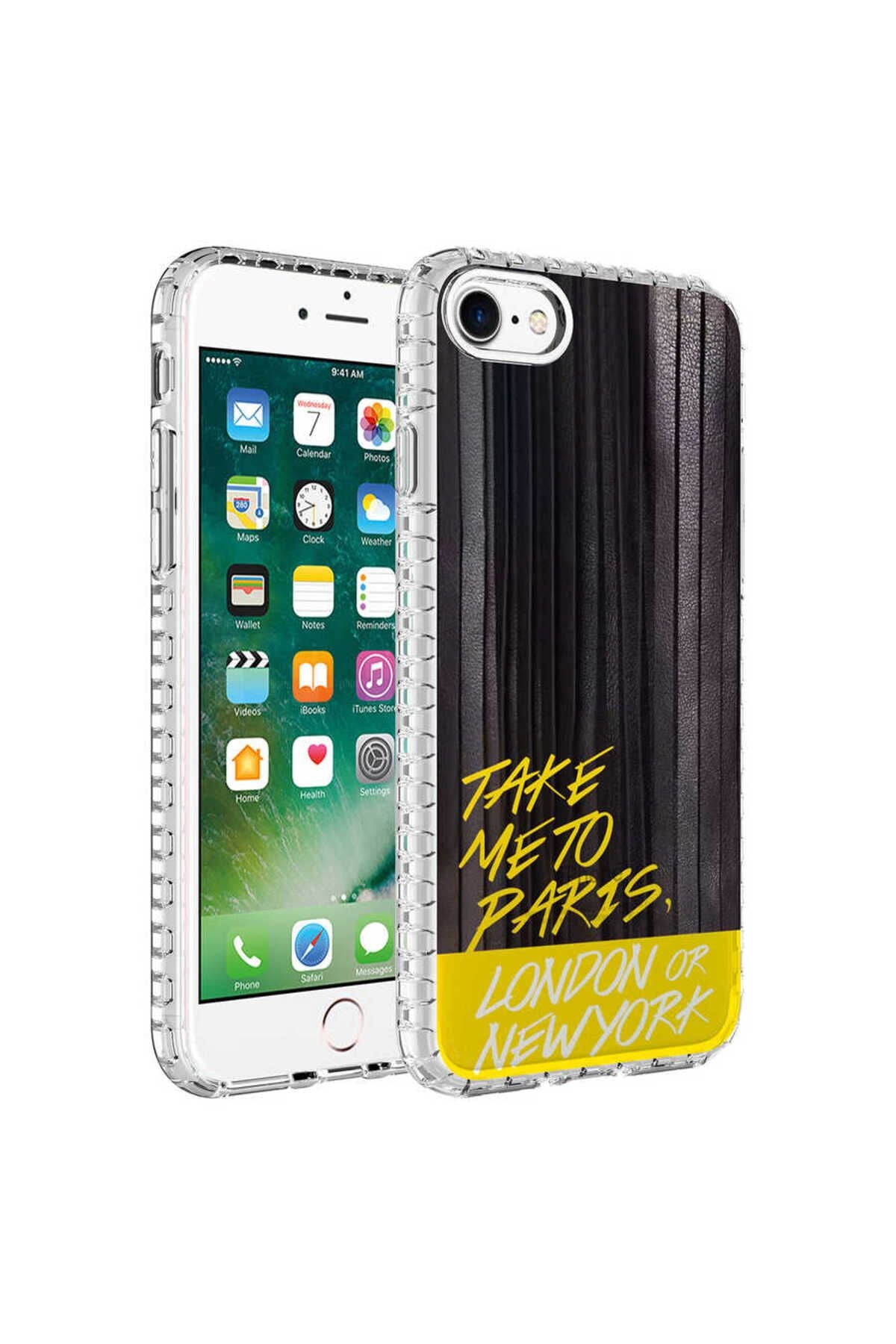 iPhone 8 Kılıf Airbag Kenarlı Renkli Desenli Silikon Zore Elegans Kapak - NO3