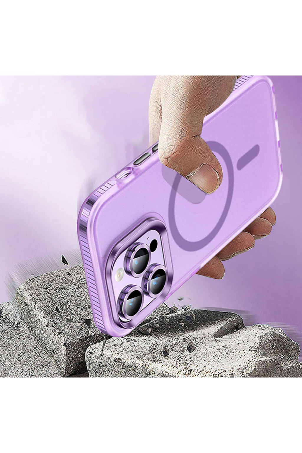 iPhone 15 Pro Max Kılıf Airbagli Magsafe Wireless Şarj Özellikli Lens Koruyuculu Zore Klaptika Kapak