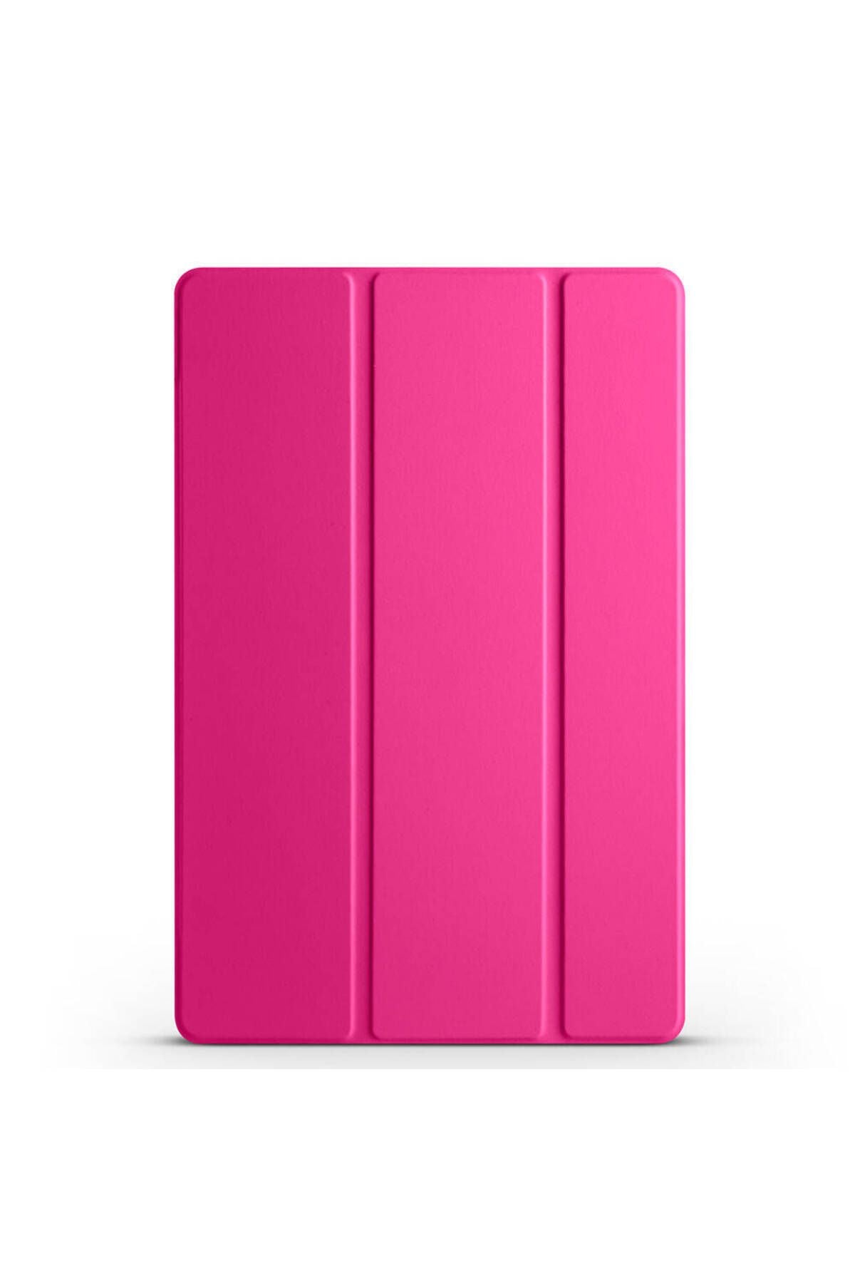 Galaxy Tab A9 Plus Uyumlu Zore Smart Cover Standlı 1-1 Kılıf-Pembe Koyu