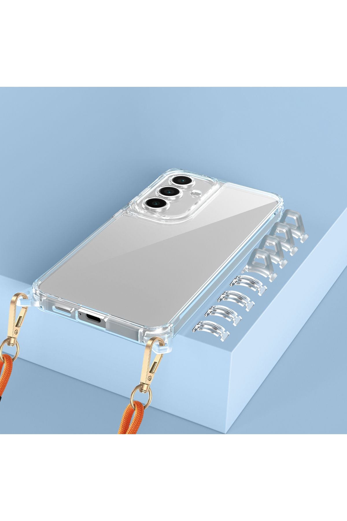 Galaxy A26 Kılıf Airbagli Takılabilir Askı Aparatlı Zore Snap Silikon Kapak - Şeffaf