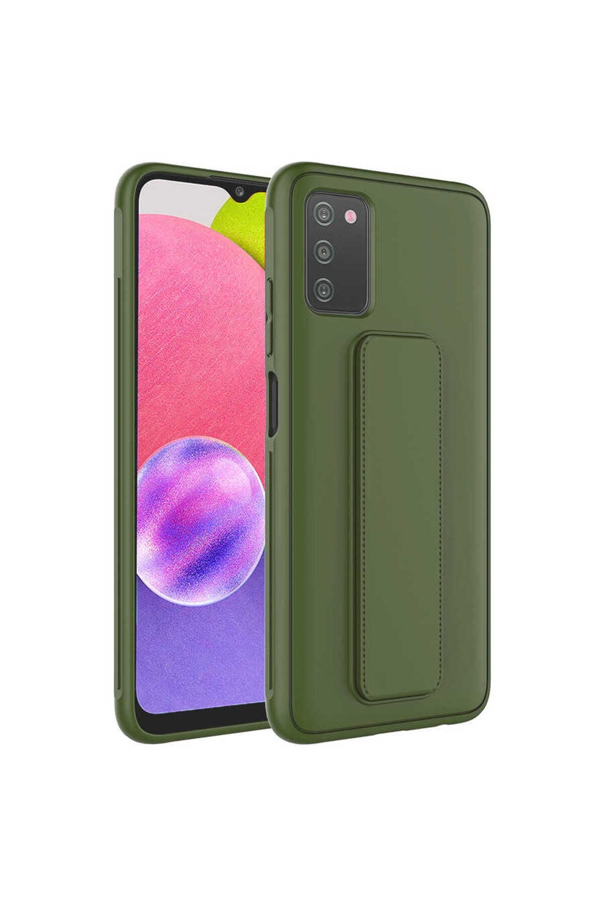 Galaxy A03S Kılıf Zore Qstand Kapak - Gri