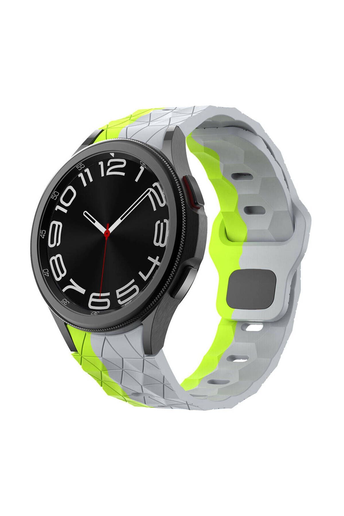 Galaxy Watch 6 40mm Zore KRD-116 20mm Futbol Desenli Spor Tasarımlı Silikon Kordon-Siyah-Gri
