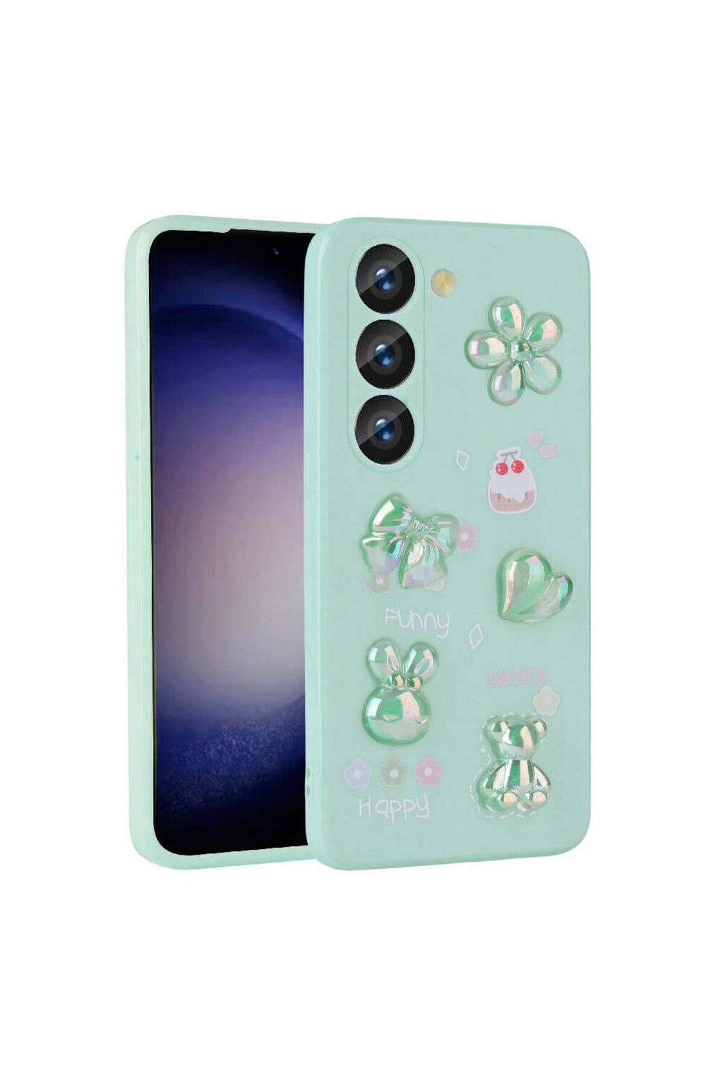 Galaxy S23 Uyumlu Kabartma Figürlü Parlak ALT Toys Silikon Kılıf-Açık Yeşil