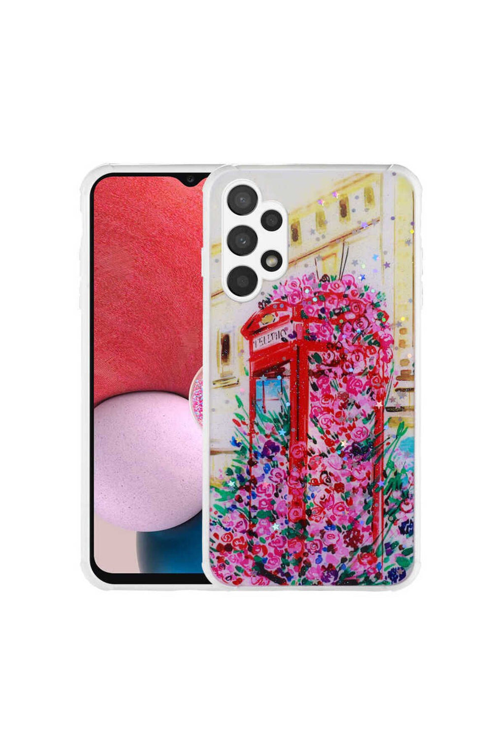 Galaxy A13 4G Kılıf Simli Desenli Kamera Korumalı Parlak Zore Popy Kapak - Dallar