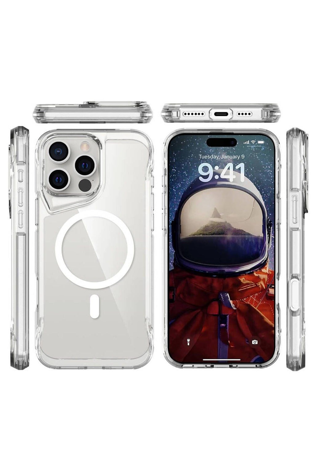 Apple iPhone 16 Pro Kılıf Zore Magsafe Şarj Özellikli T-Max Magsafe Kapak-Şeffaf