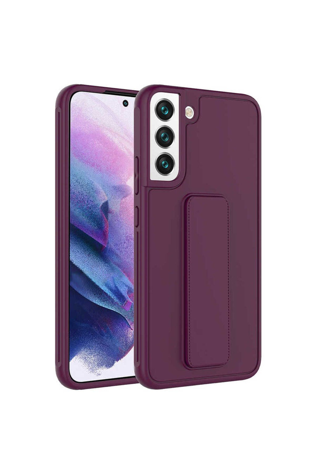 Galaxy S22 Uyumlu Zore Qstand Kılıf-Mürdüm