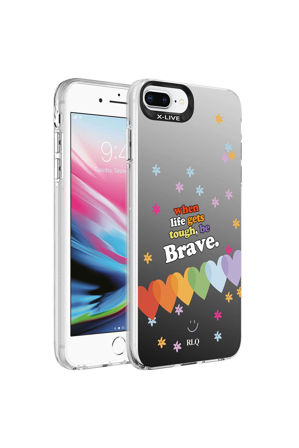 iPhone 8 Plus Kılıf Desenli Zore Silver Sert Kapak - Kalp