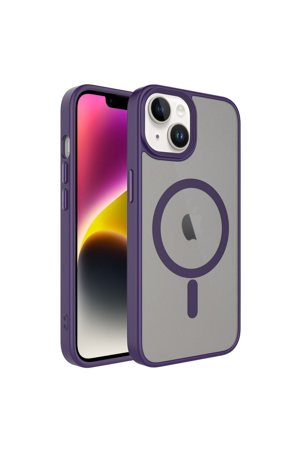 iPhone 14 Uyumlu Mat Arka Yüzey Wireless Şarj Özellikli Zore Flet Magsafe Kılıf-Derin Mor