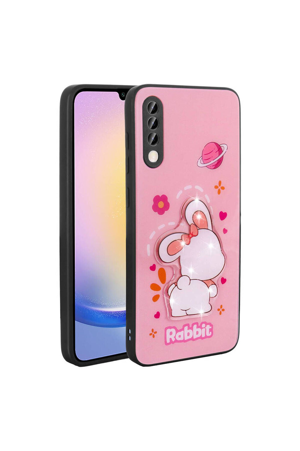 Galaxy A70 Kılıf Parlayan Kabartmalı İkonik Figürlü Zore Amas Silikon Kapak - Beyaz