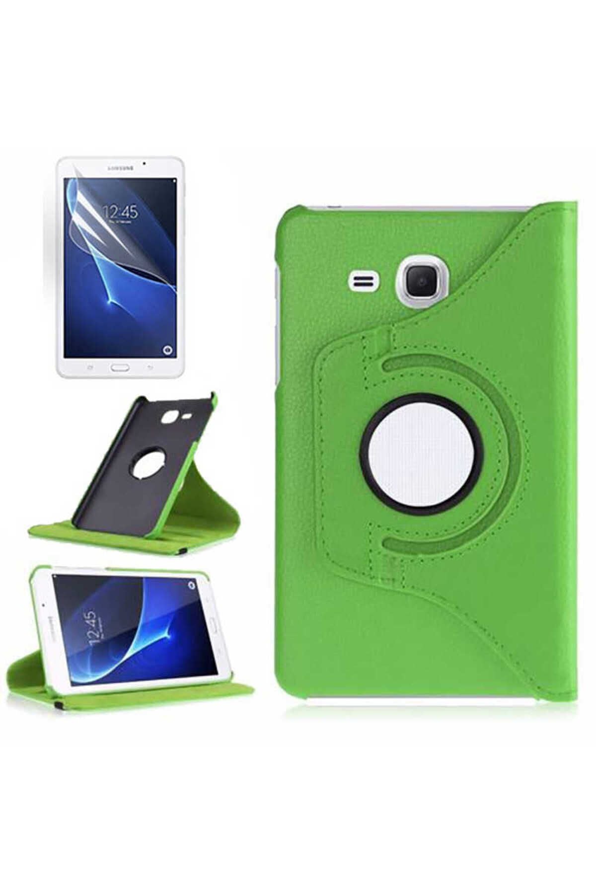 Galaxy Tab 4 T280  Uyumlu Zore Dönebilen Standlı Kılıf-Yeşil