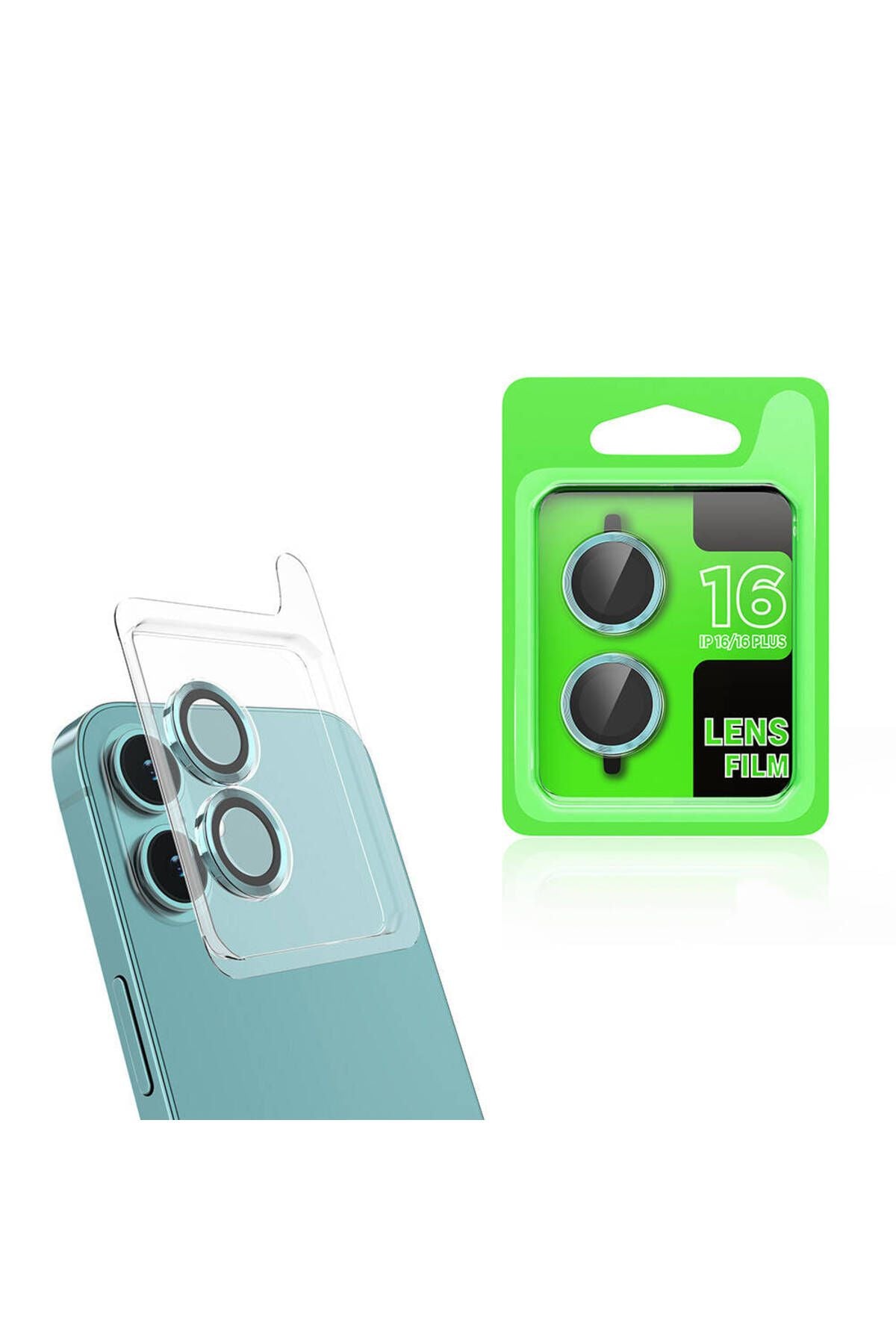 Apple iPhone 16 Plus Zore CL-07 Kamera Lens Koruyucu-Açık Yeşil