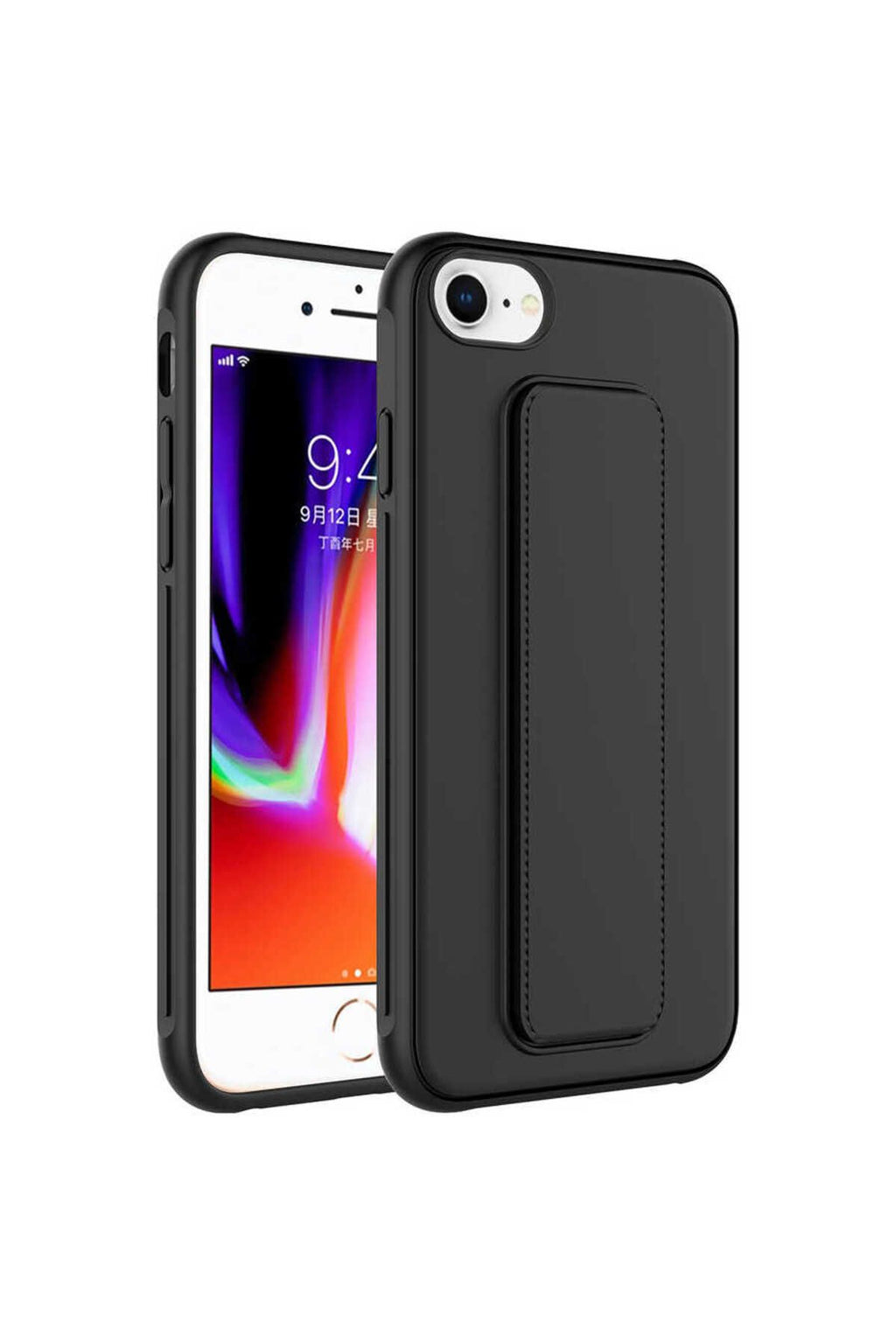 iPhone 8 Kılıf Zore Qstand Kapak - Siyah