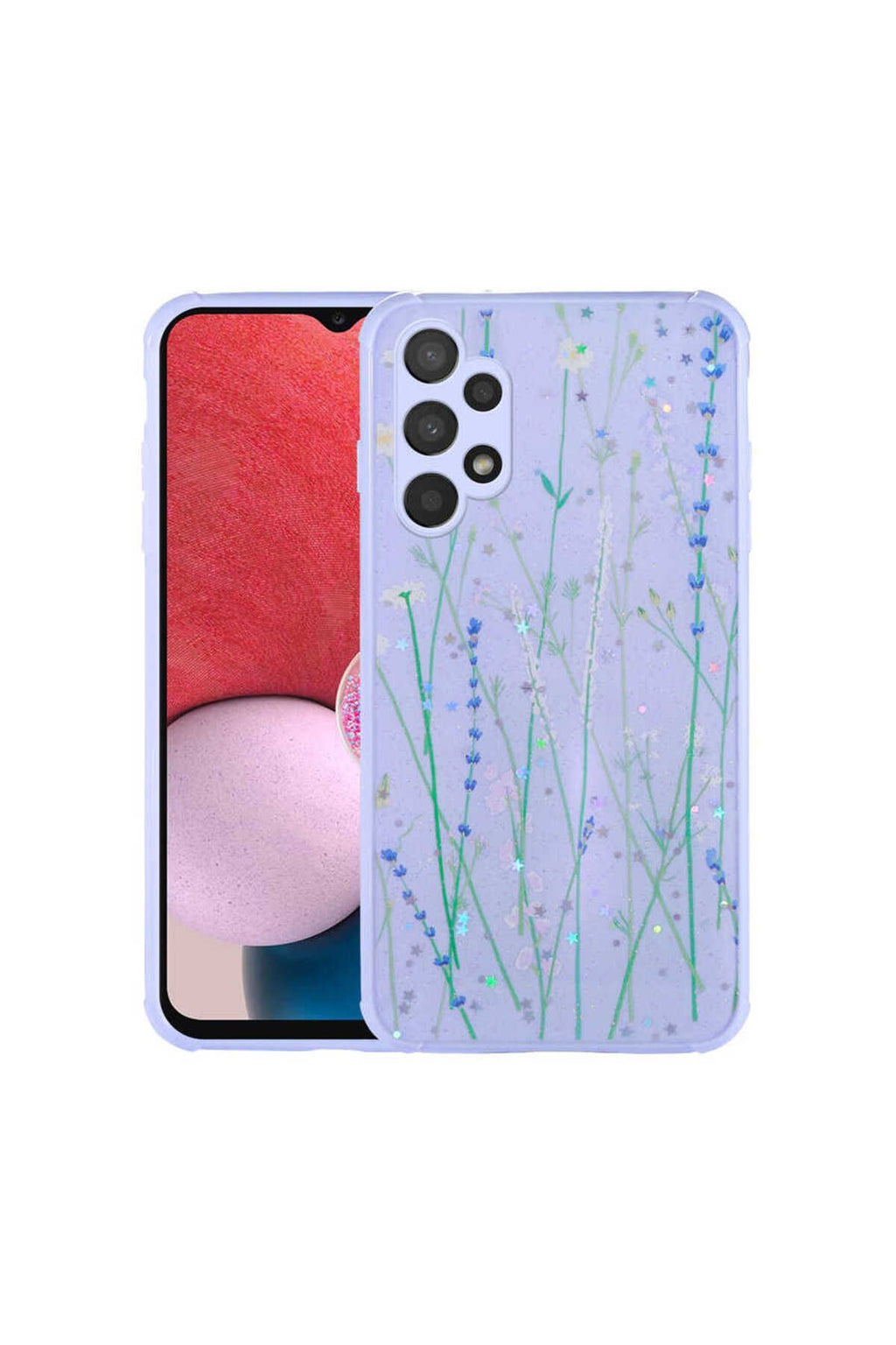 Galaxy A13 4G Kılıf Simli Desenli Kamera Korumalı Parlak Zore Popy Kapak - Dallar