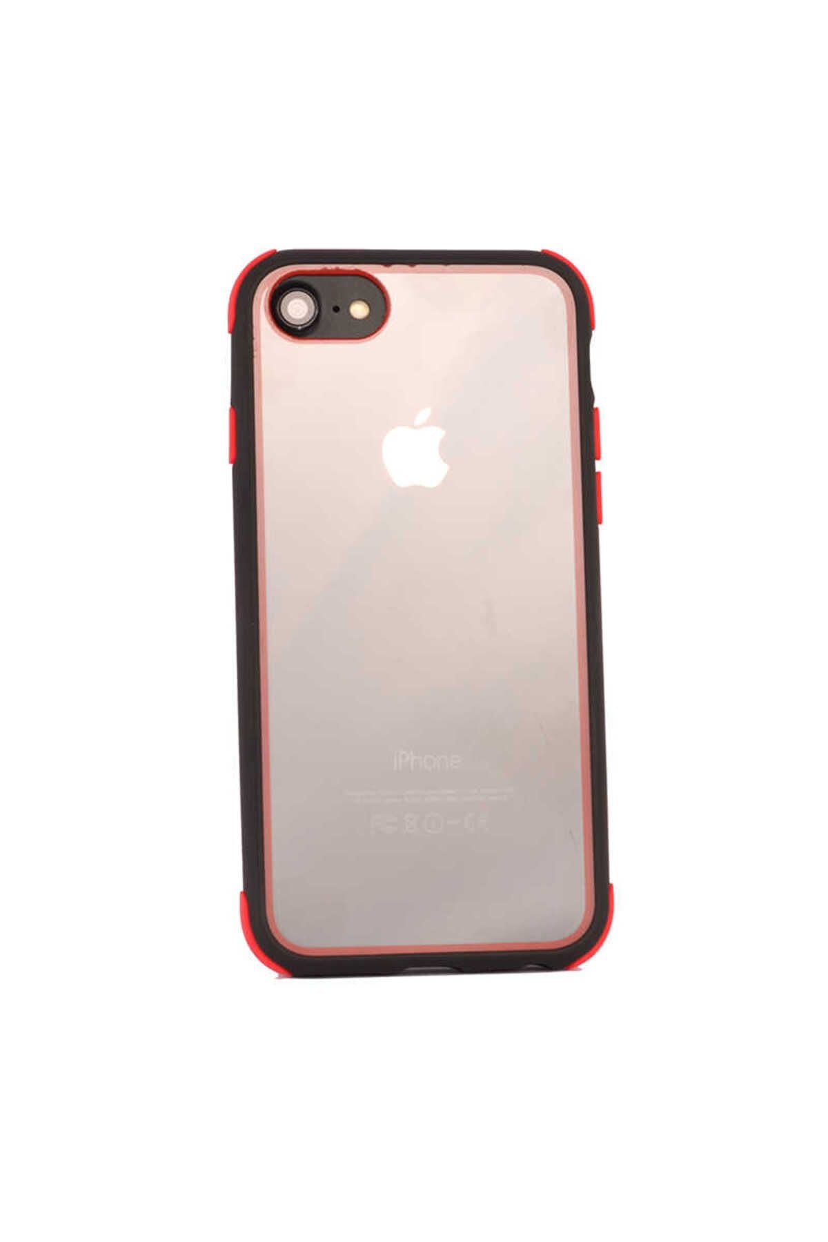 iPhone SE 2022 Uyumlu Zore Tiron Kılıf-Siyah-Kırmızı