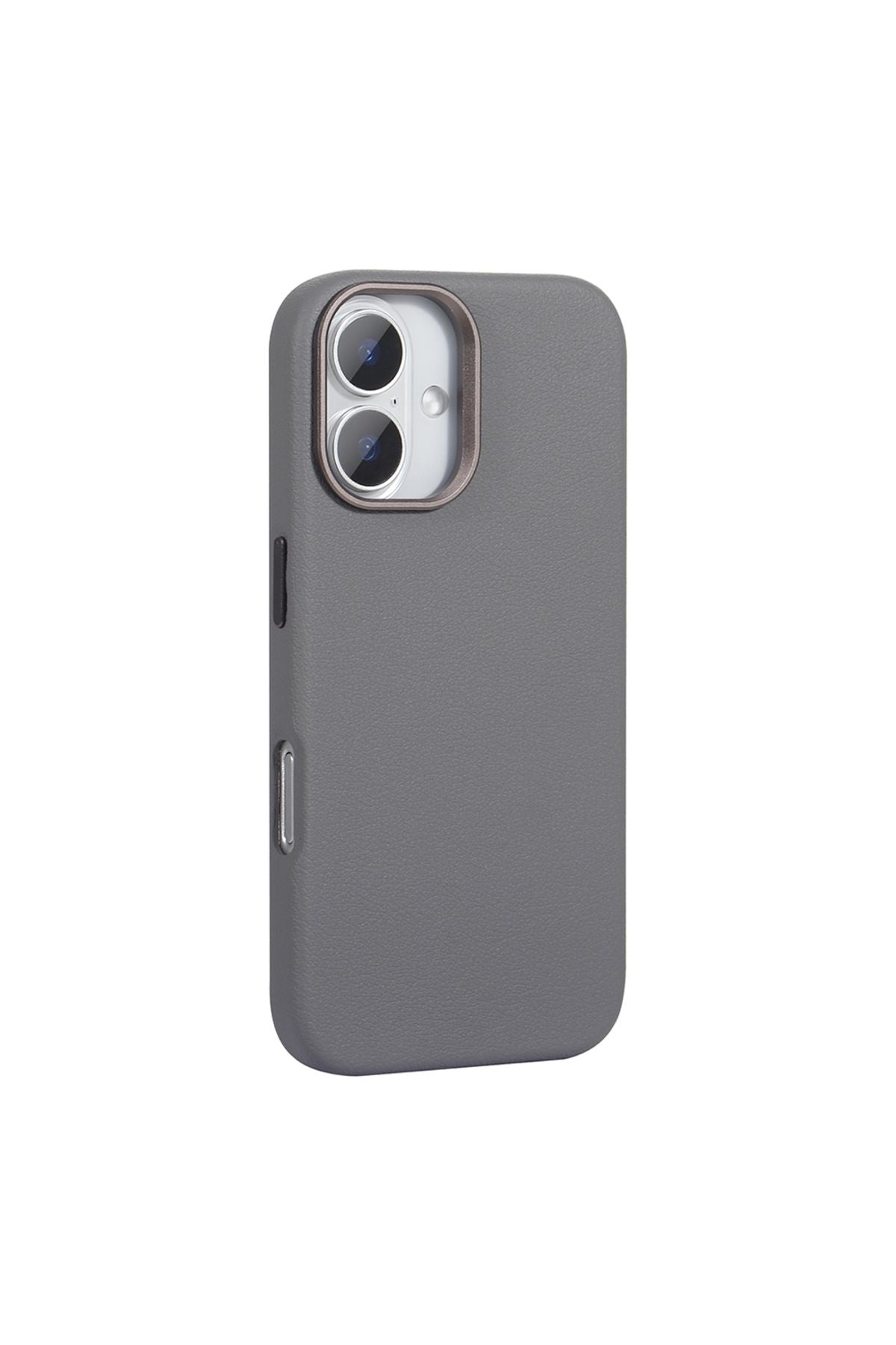 iPhone 16 Uyumlu Kılıf Magsafe Şarj Özellikli PU Deri Zore Adora Kapak-Gri