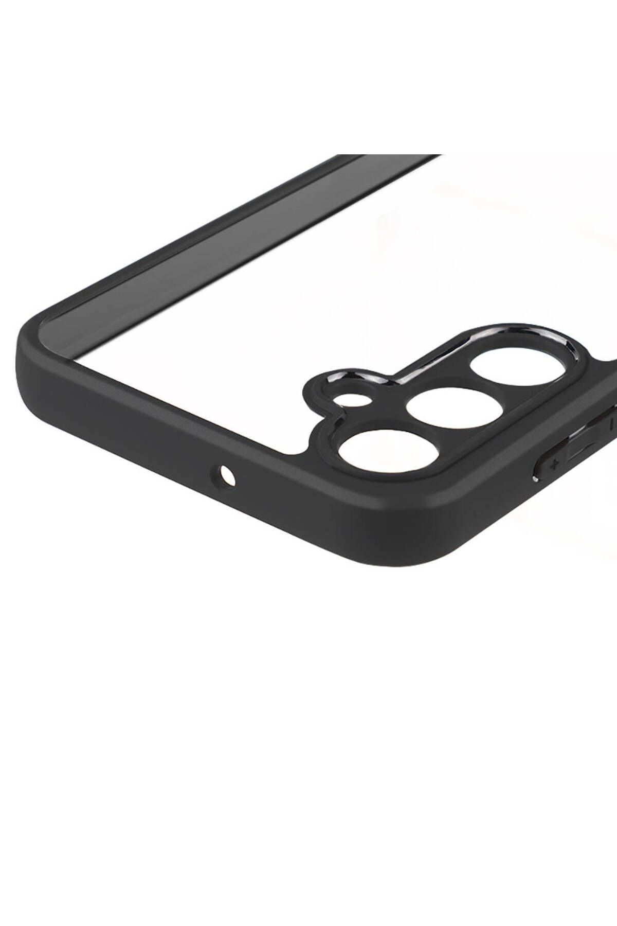 Galaxy A15 Kılıf Kamera Korumalı Şeffaf Arka Yüzey Zore New Roll Kapak - Siyah